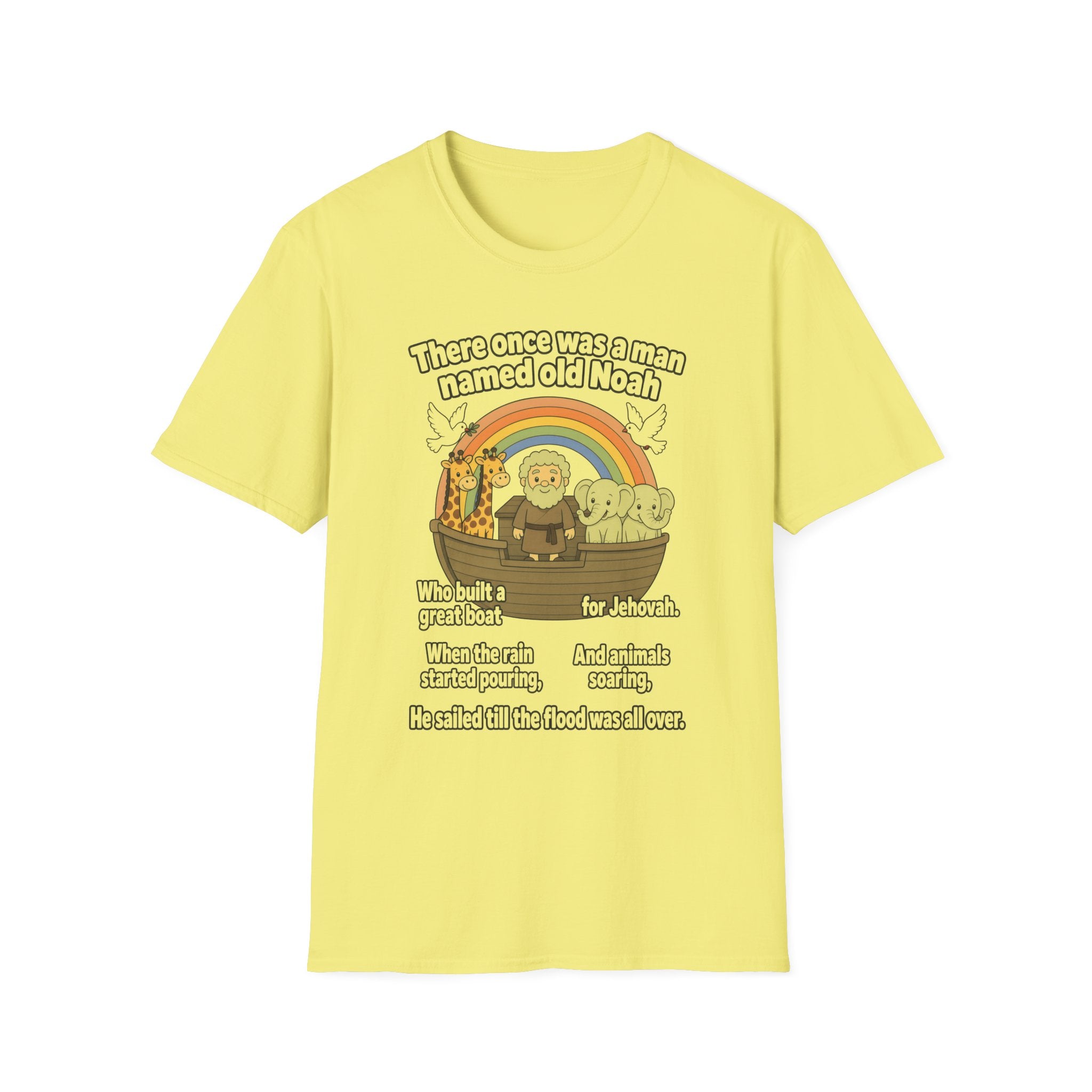 Noah Ark T-Shirt — "There once was a man named old Noah" Cute Rainbow Animal Tee
