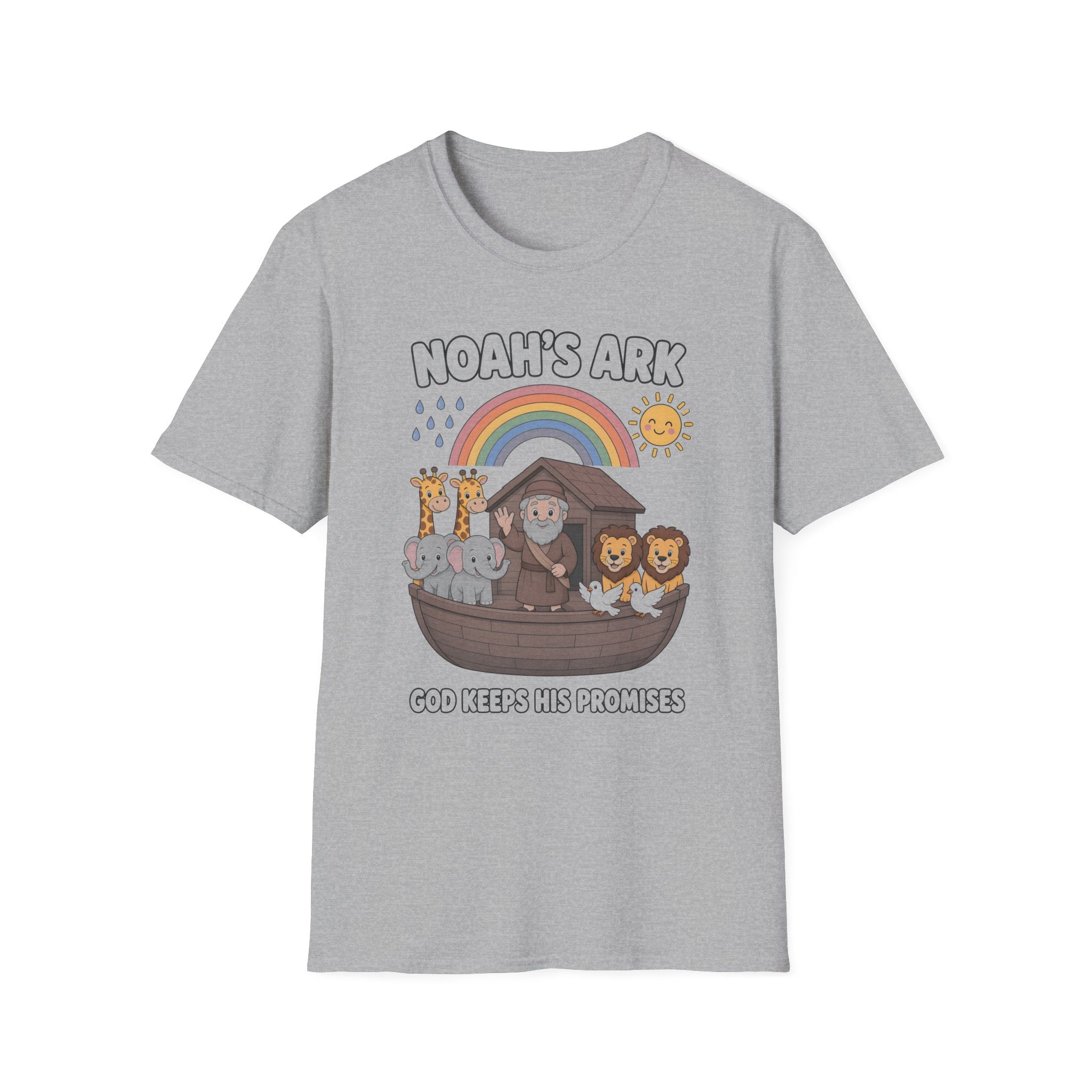 Noah's Ark Kids T‑Shirt — Cute Rainbow Bible Animal Tee