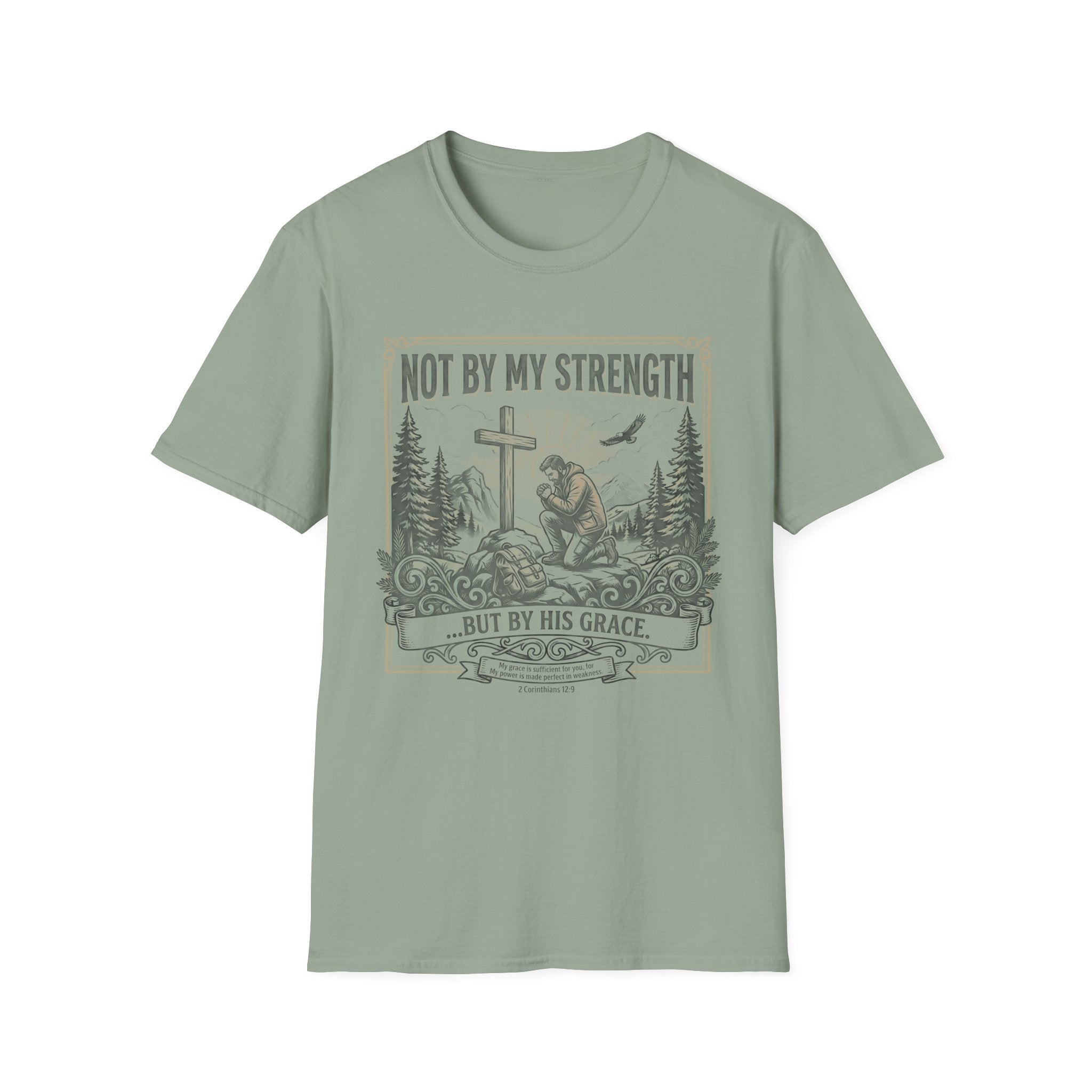 Christian Faith T-Shirt — “Not By My Strength, But By His Grace” Inspirational Tee