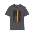 Thin Gold Line American Flag T-Shirt – Support 911 Dispatchers and Emergency Communications Tee
