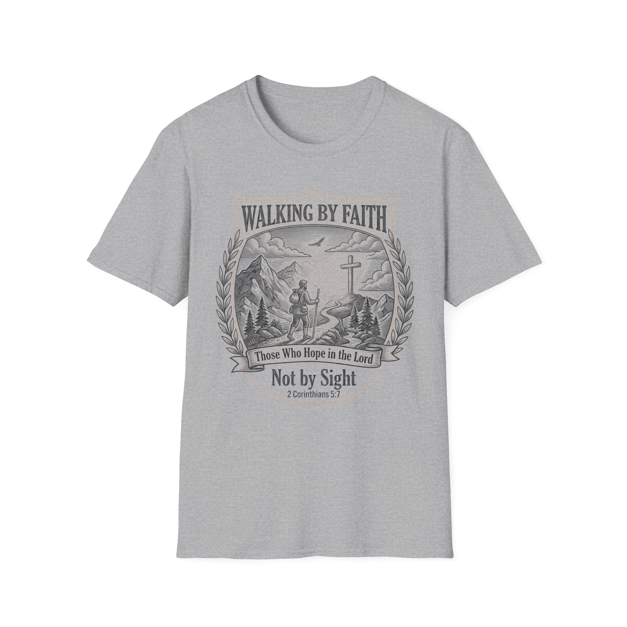 Walking By Faith T-Shirt — "Not by Sight" Christian Faith Graphic Tee