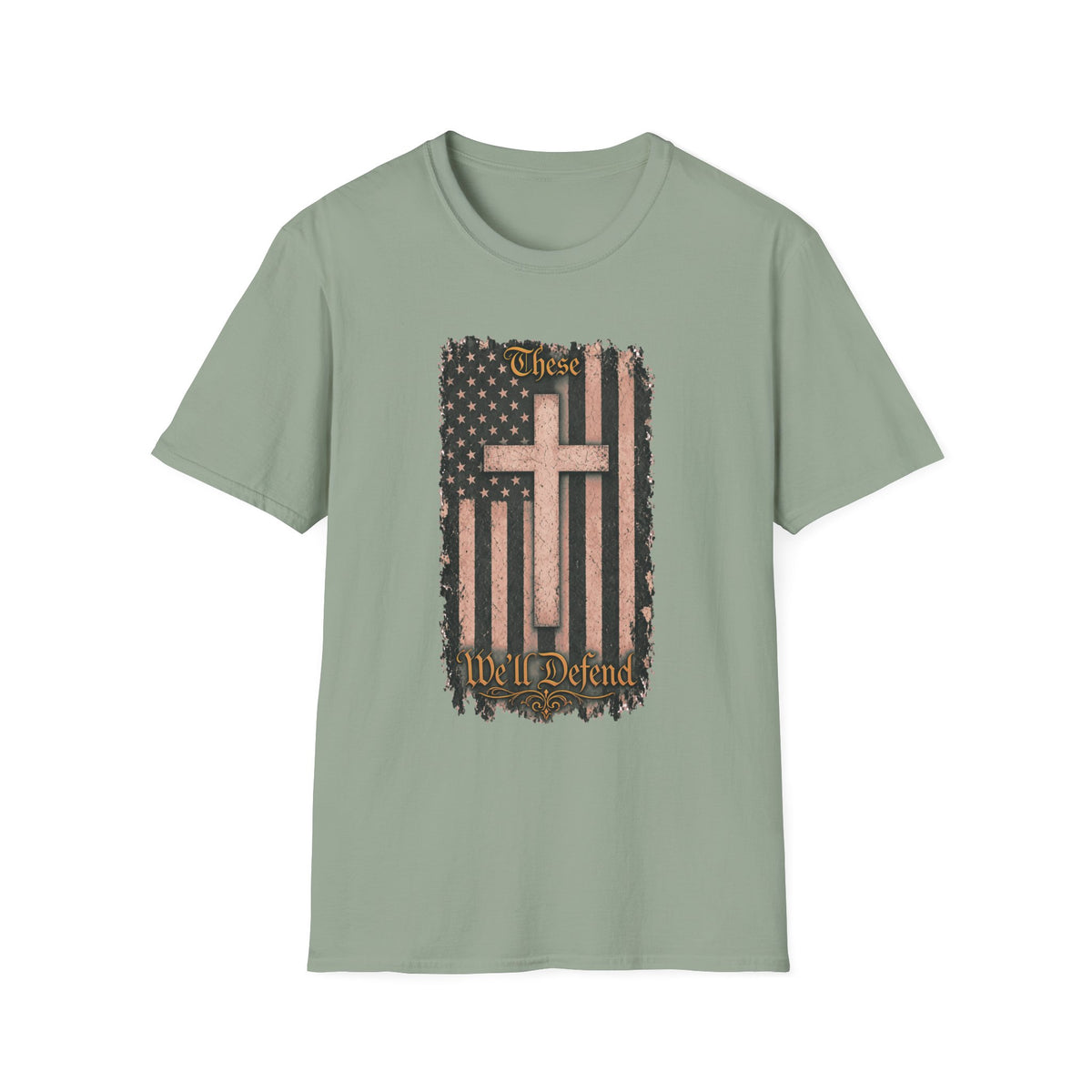 Christian Flag Cross T-Shirt — These Colors Don’t Run Inspirational Faith Tee