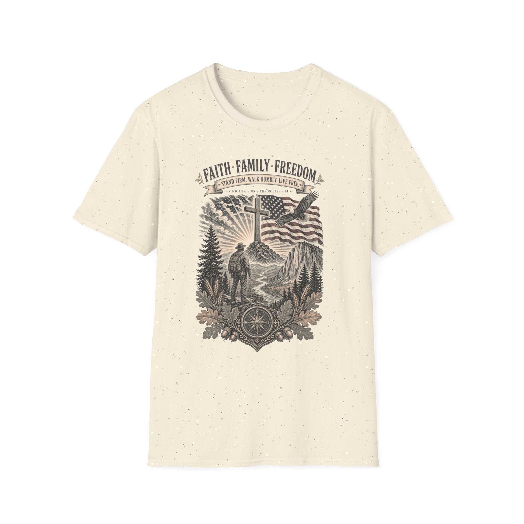 Faith • Family • Freedom T-Shirt — Patriotic Cross & Eagle Tee
