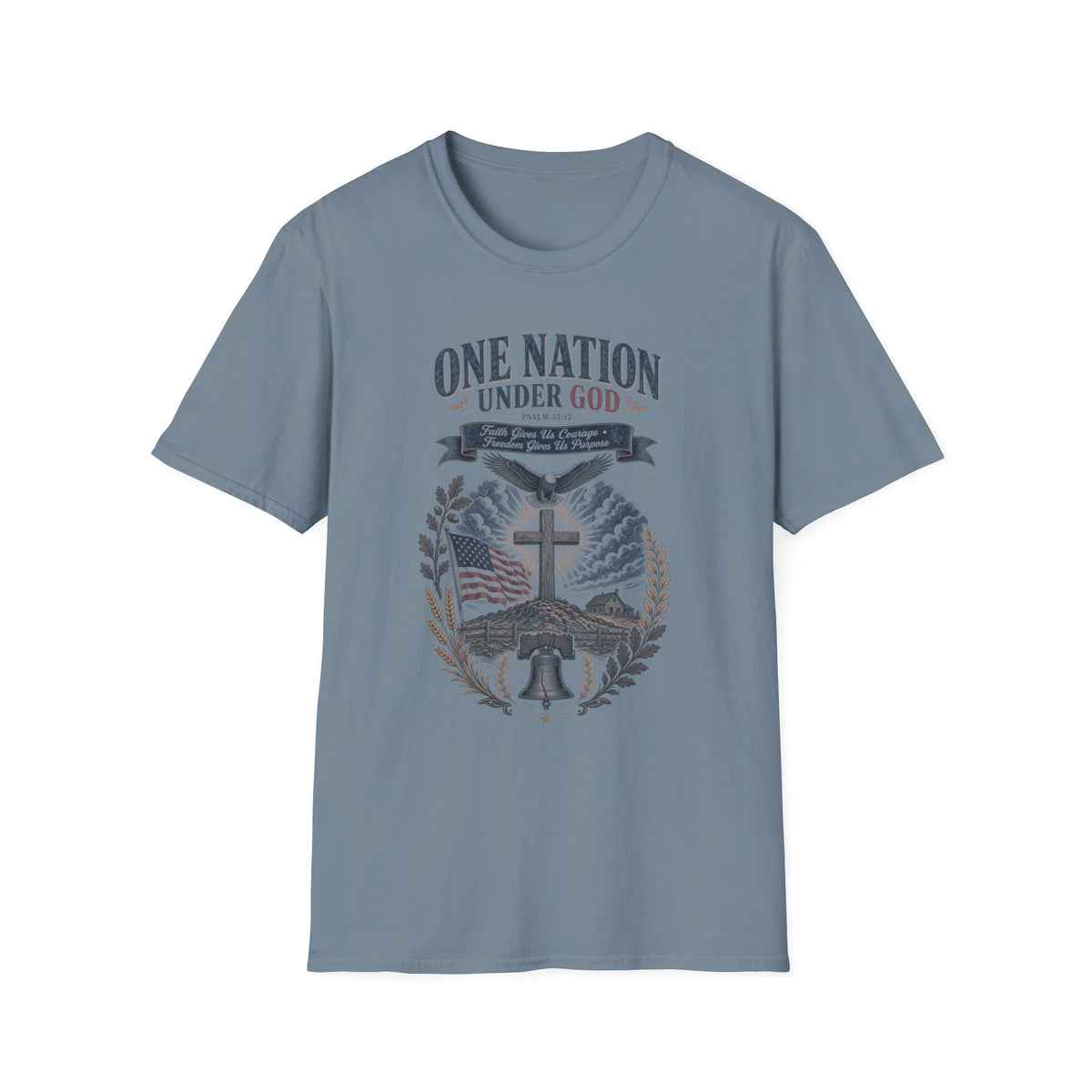 One Nation Under God T-Shirt — Patriotic Christian Flag Tee