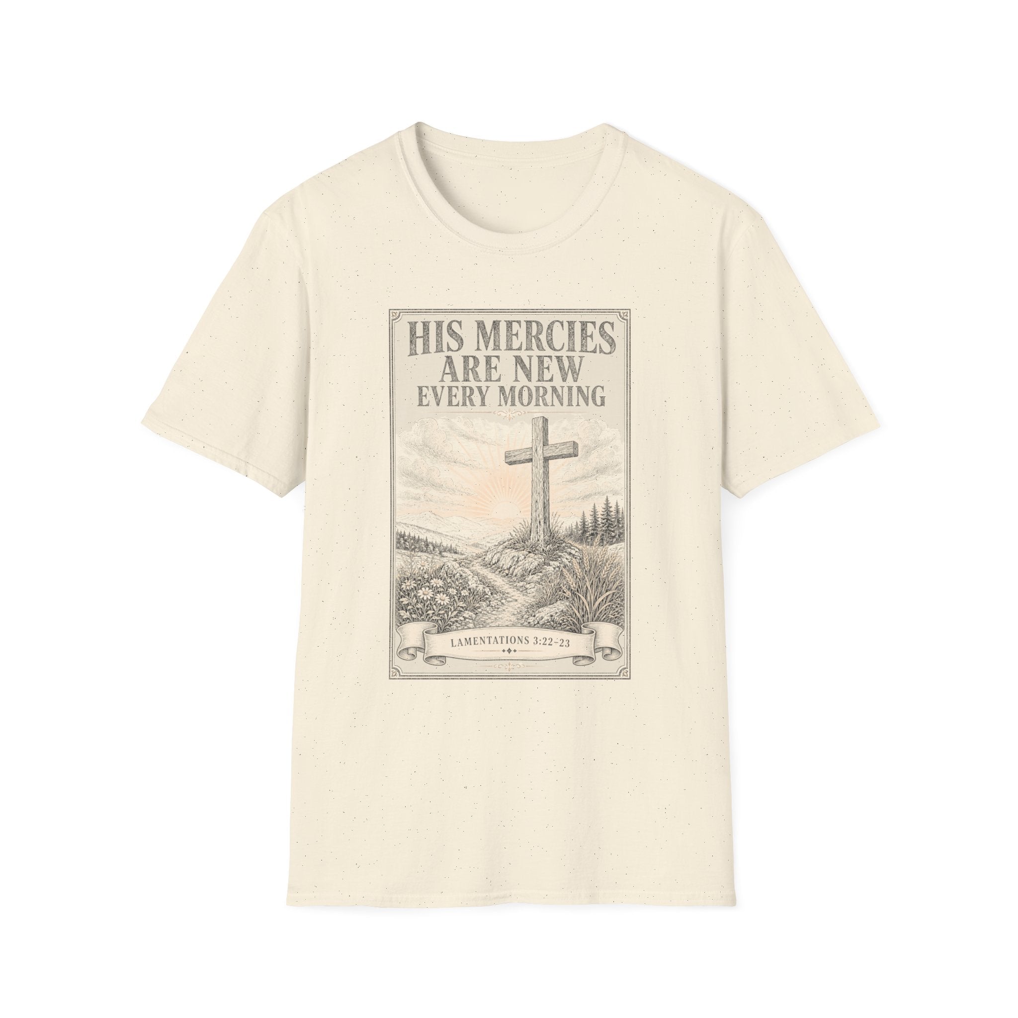 Christian T-Shirt — "His Mercies Are New Every Morning" Cross Design