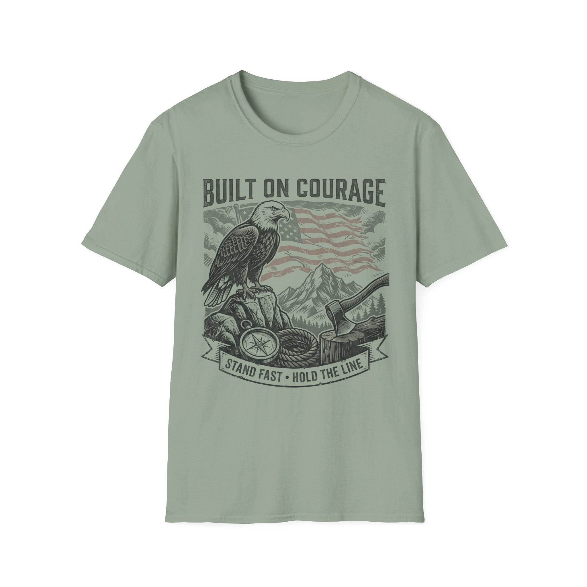 Built on Courage T-Shirt — Eagle & American Flag Patriotic Tee