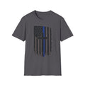 Thin Blue Line Flag T-Shirt with Cross — Police Support Christian Tee
