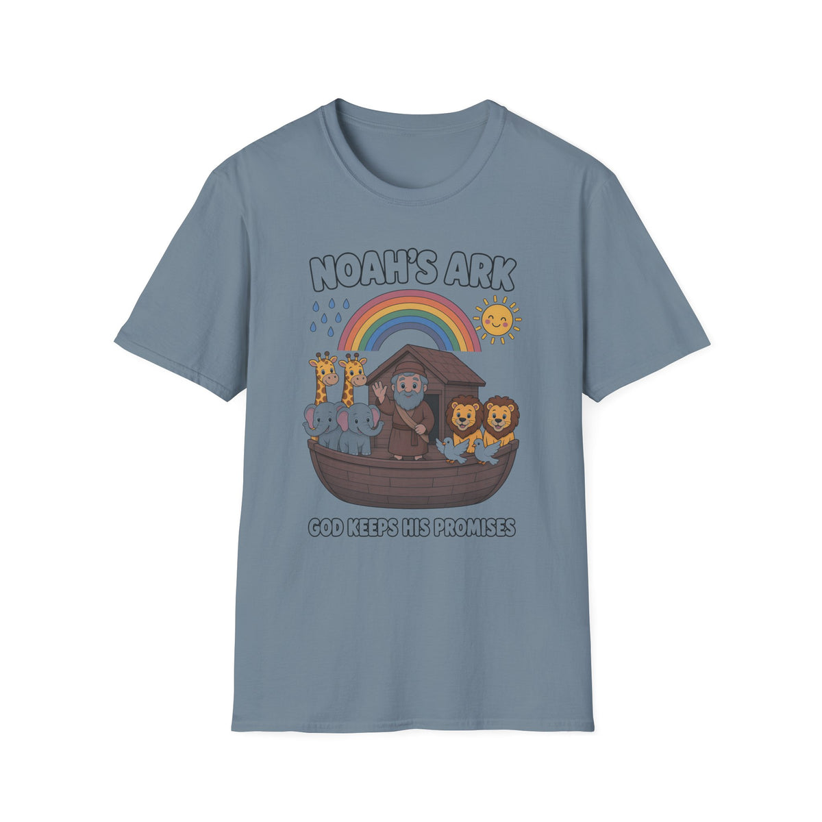 Noah's Ark Kids T‑Shirt — Cute Rainbow Bible Animal Tee