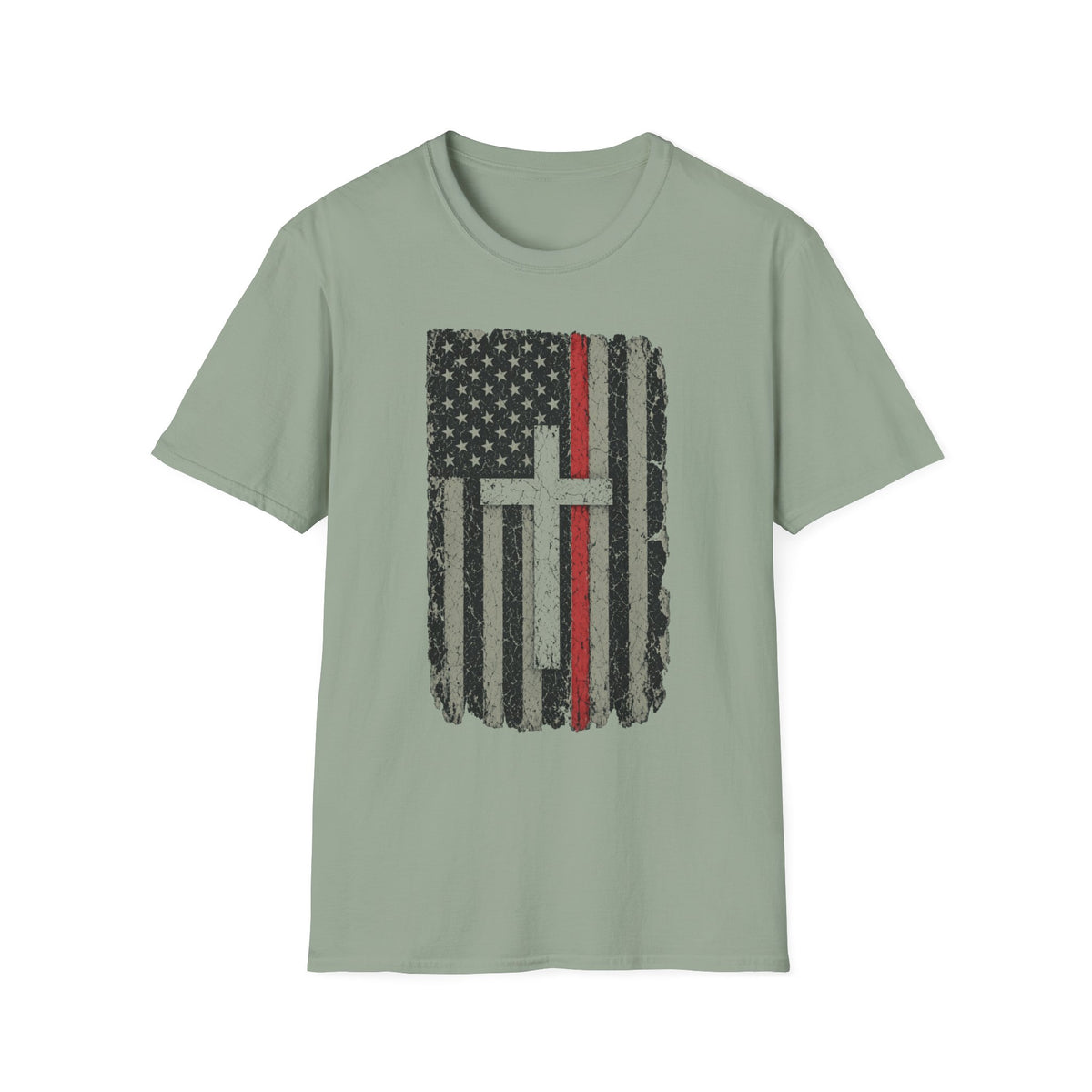 American Flag Cross T-Shirt — Thin Red Line Christian Tee