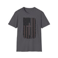American Flag Cross Silver Line T-Shirt — Distressed Patriotic Christian Tee