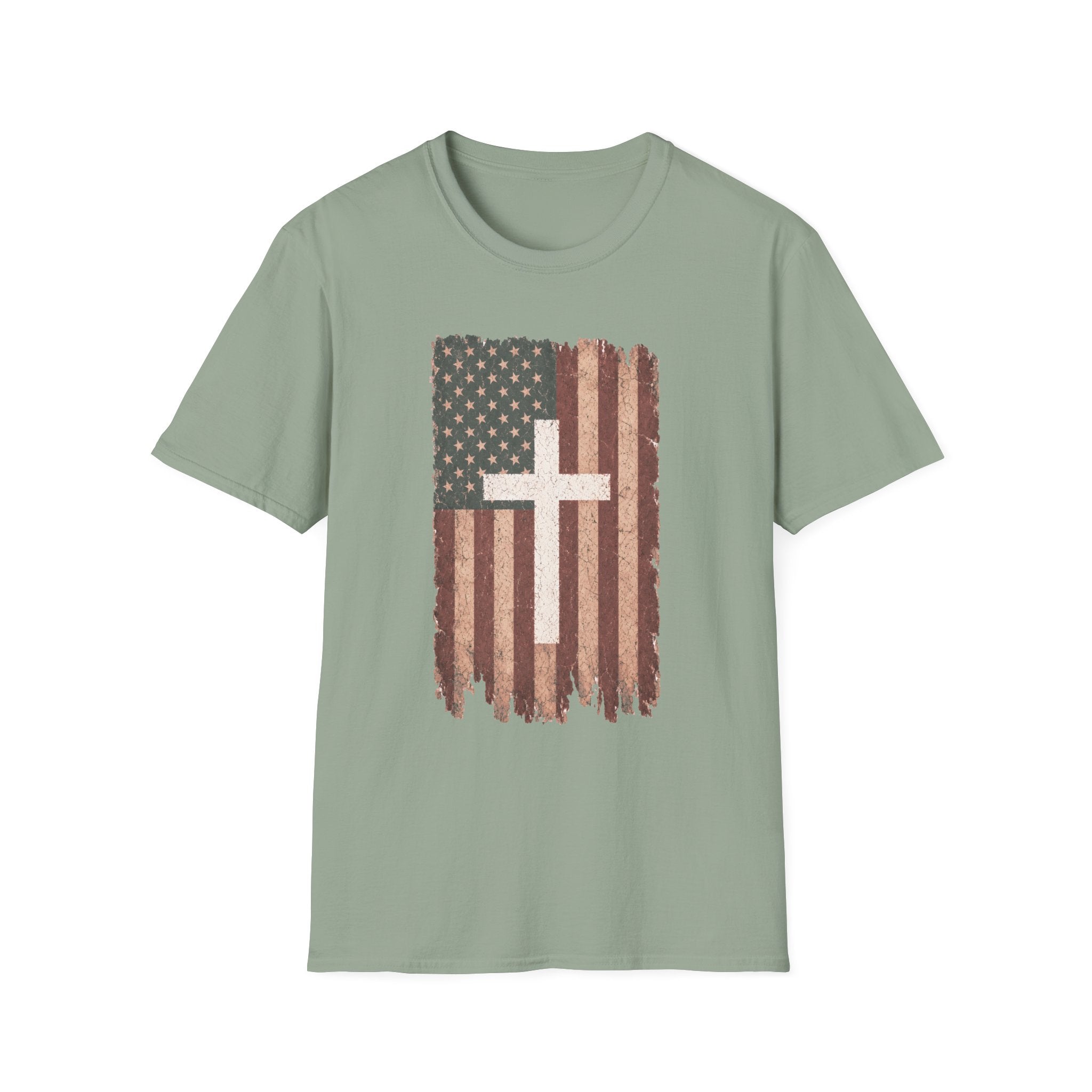 American Flag Cross T-Shirt — Vintage Christian Patriotic Tee