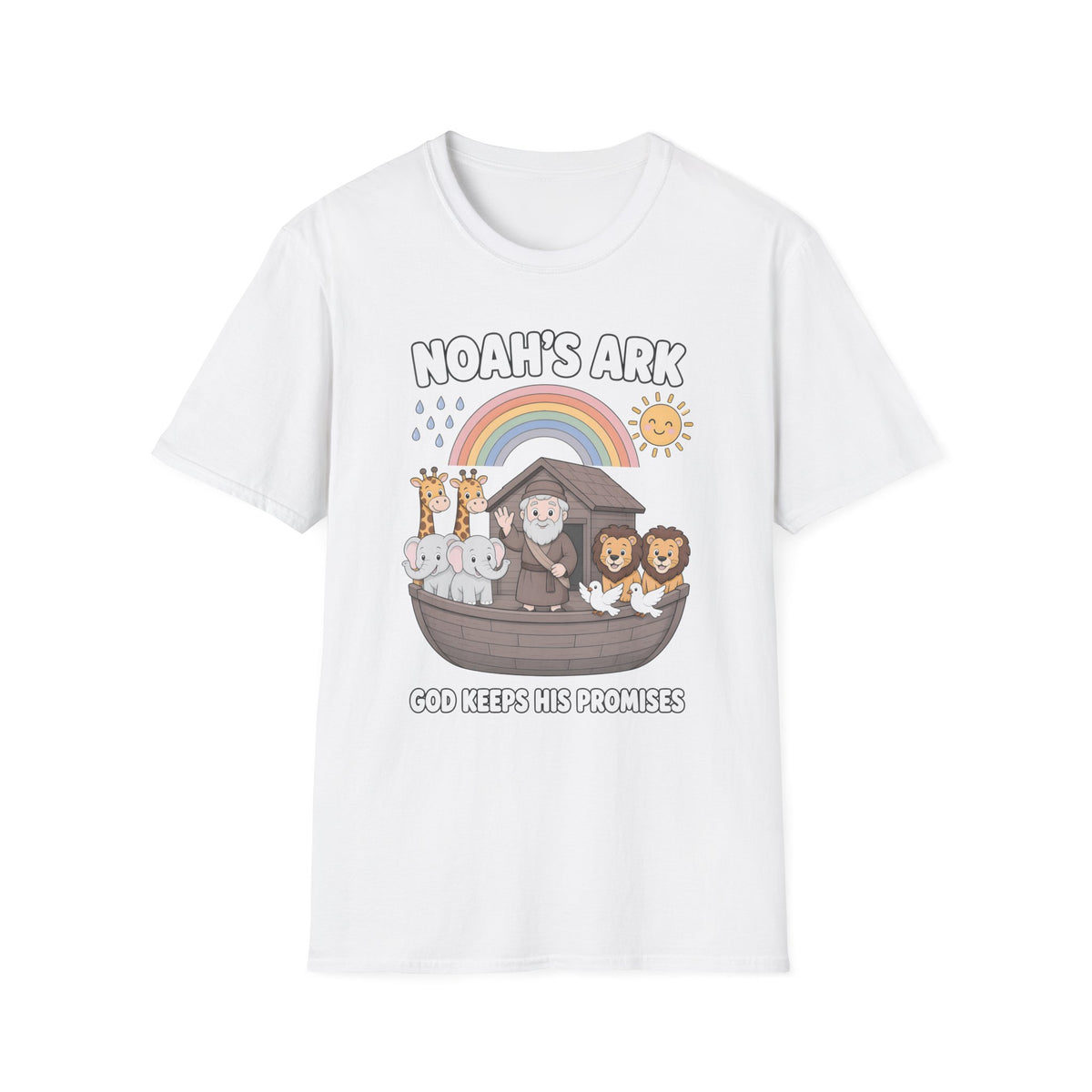Noah's Ark Kids T‑Shirt — Cute Rainbow Bible Animal Tee