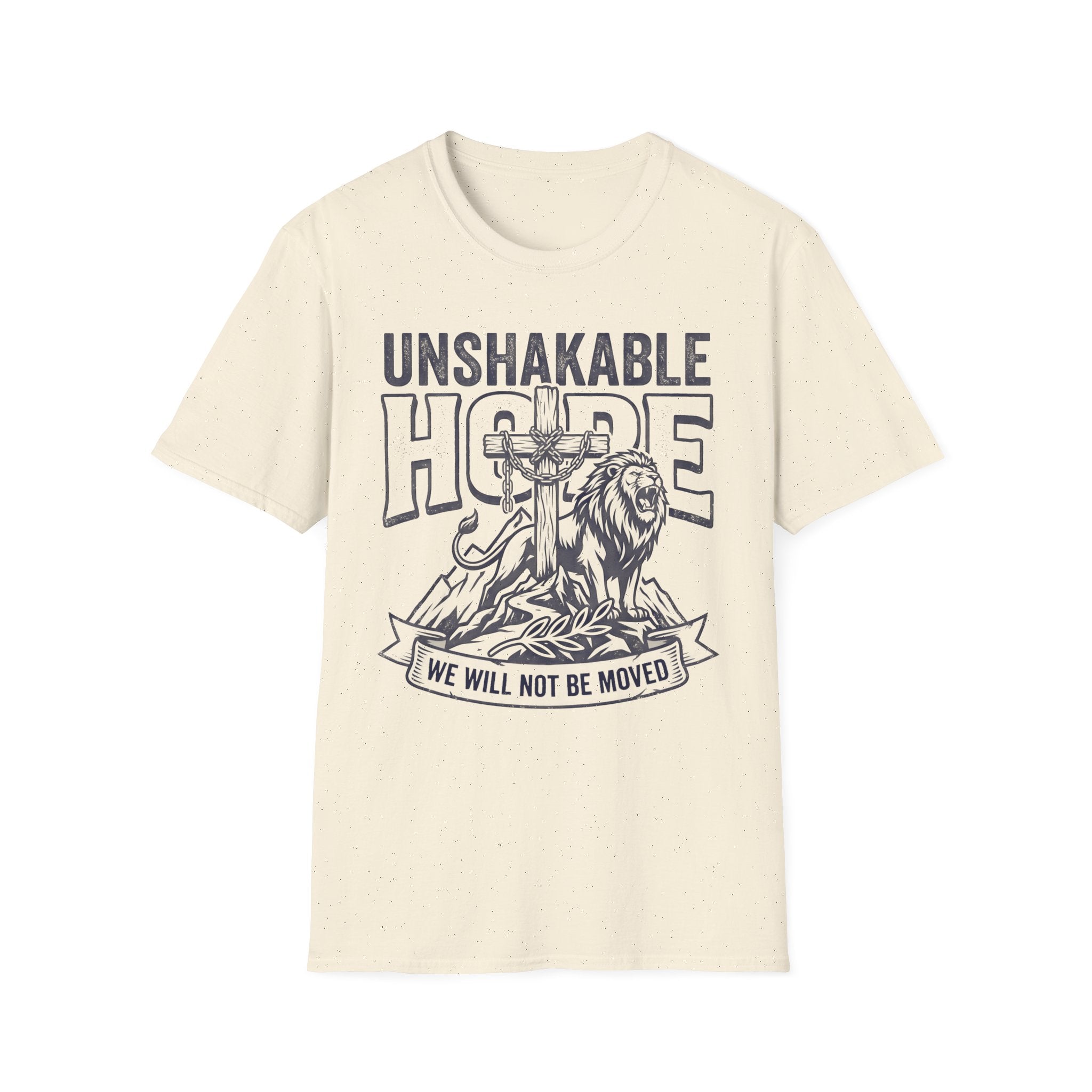 Unshakable Hope T-Shirt — Christian Lion & Cross Faith Tee