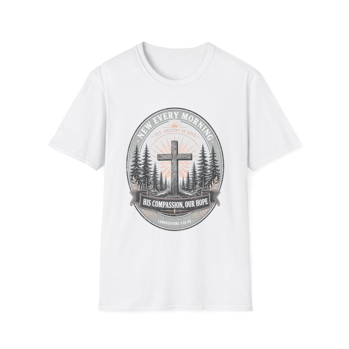 New Every Morning Christian T-Shirt — Cross & Sunrise Faith Tee