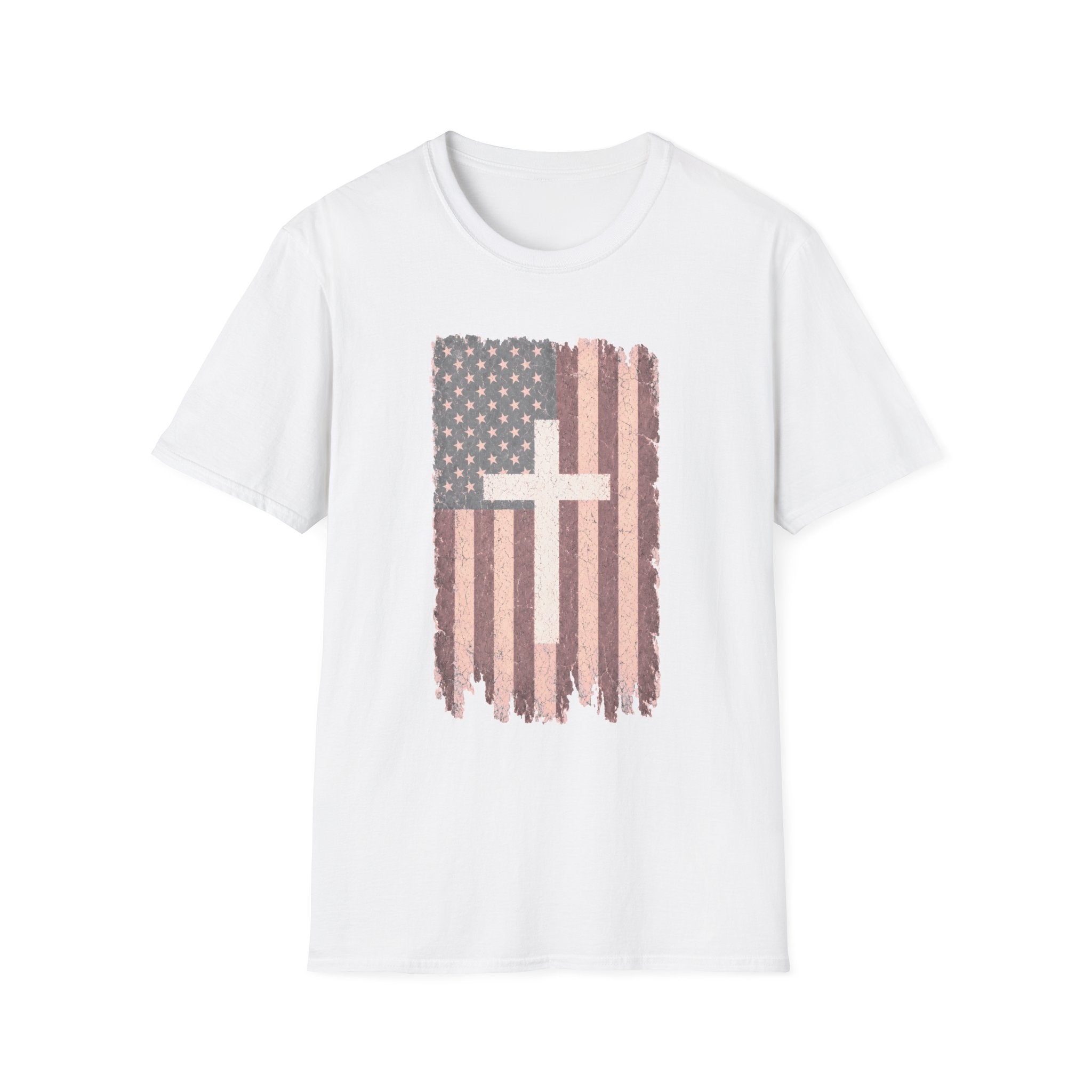 American Flag Cross T-Shirt — Vintage Christian Patriotic Tee