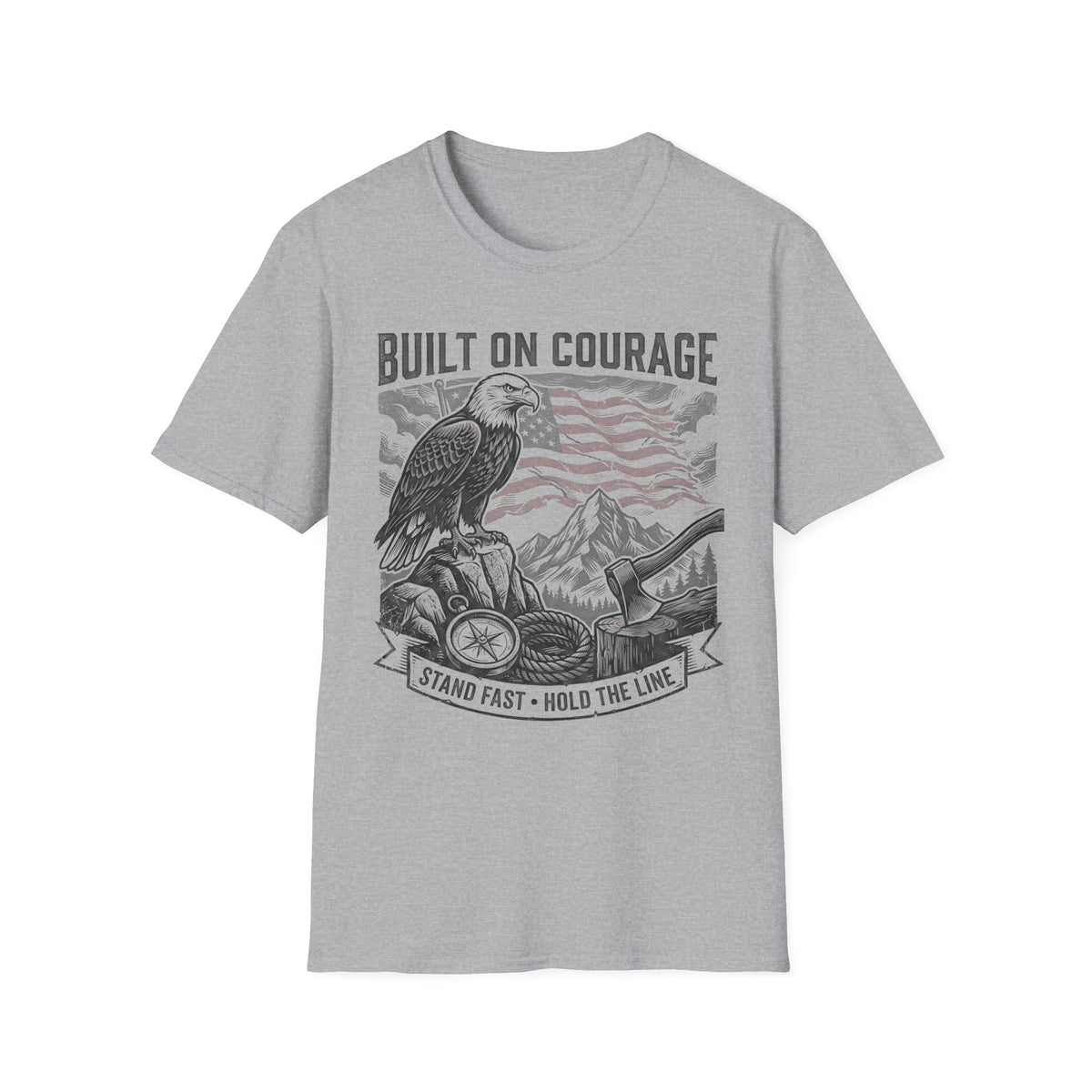 Built on Courage T-Shirt — Eagle & American Flag Patriotic Tee