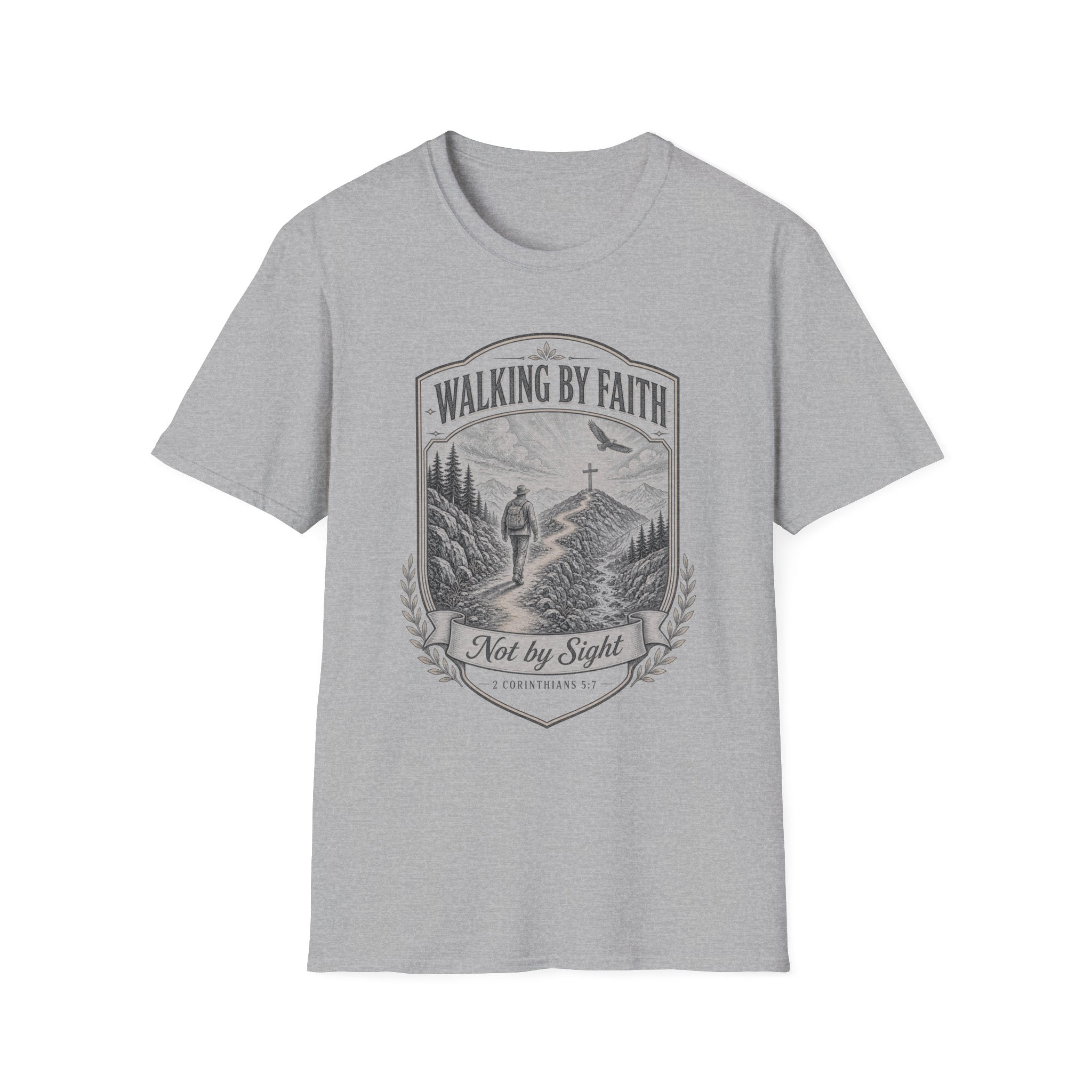 Walking By Faith T-Shirt — 'Not by Sight' Christian Faith Graphic Tee