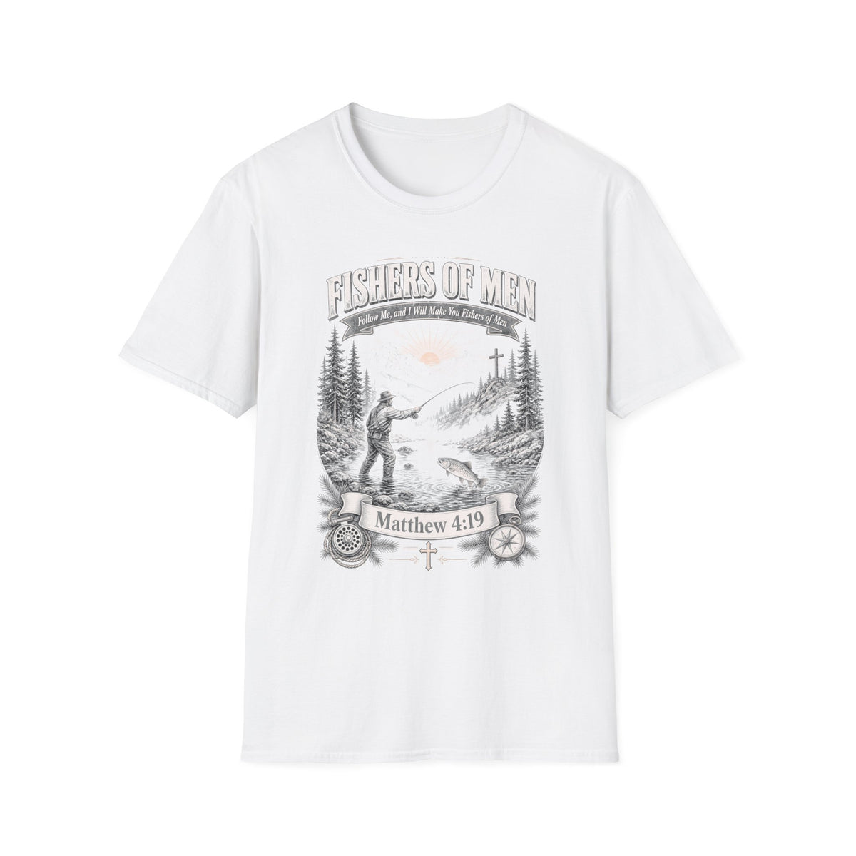 Fishers of Men T-Shirt — Matthew 4:19 Christian Fishing Tee