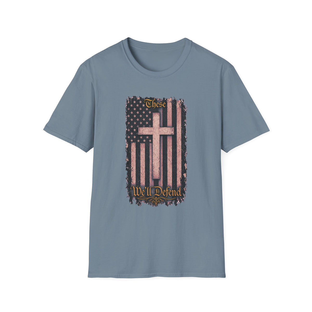 Christian Flag Cross T-Shirt — These Colors Don’t Run Inspirational Faith Tee