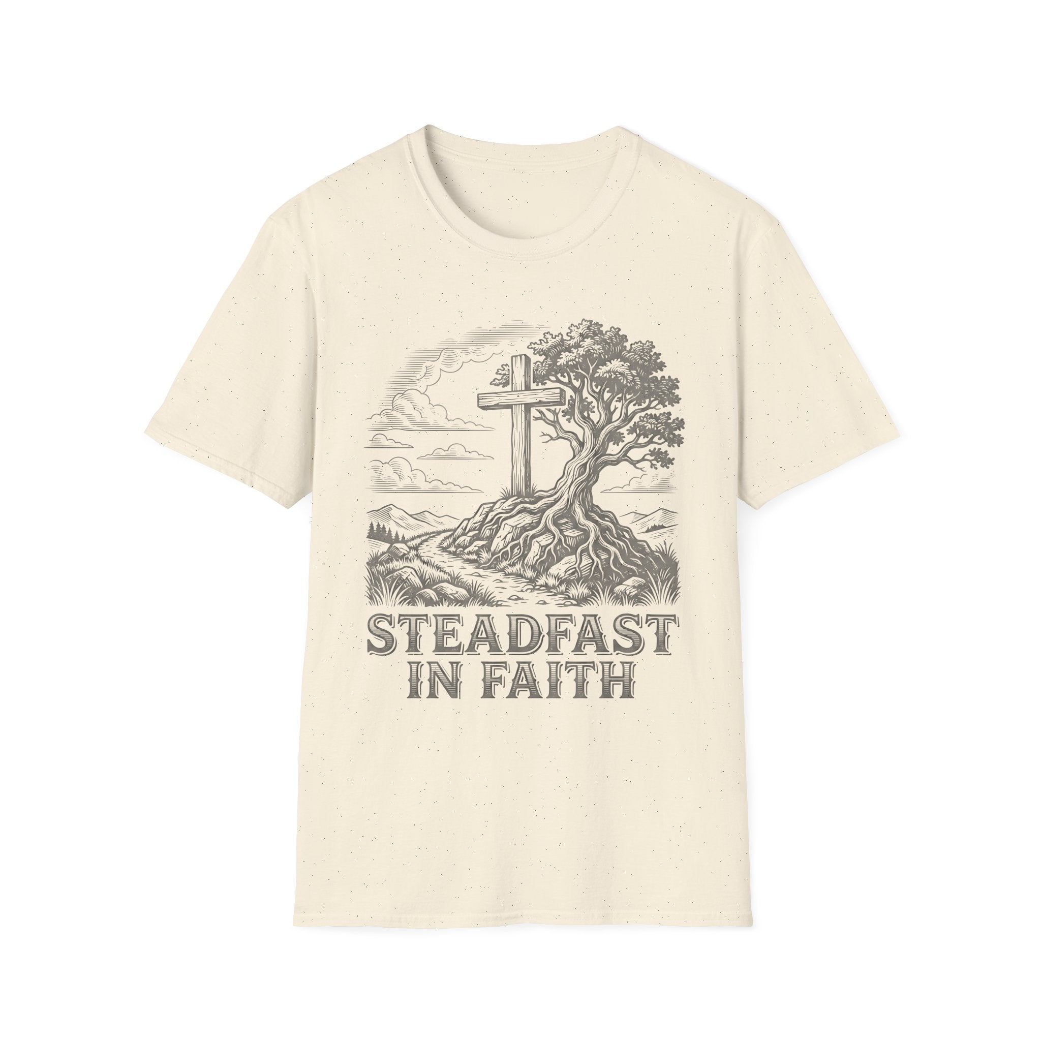 Faith Cross T-Shirt — "Steadfast in Faith" Christian Graphic Tee