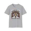Armor of God western design of a longhorn skull, wooden cross and crossed rifles on a Sport Grey unisex T-Shirt