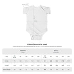 Rabbit Skins 4424 baby bodysuit size chart, sizes NB (0–3M) to 24M