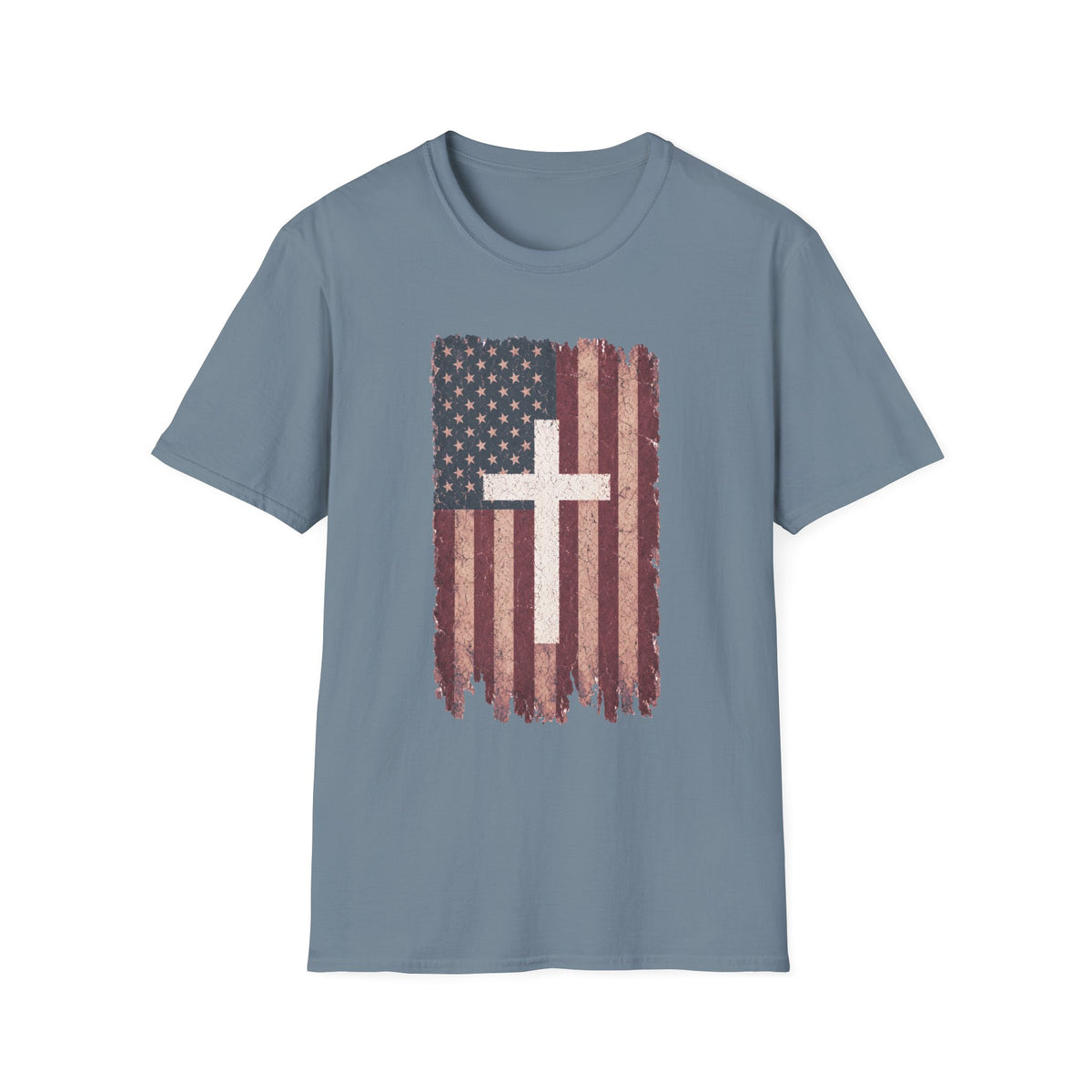 American Flag Cross T-Shirt — Vintage Christian Patriotic Tee