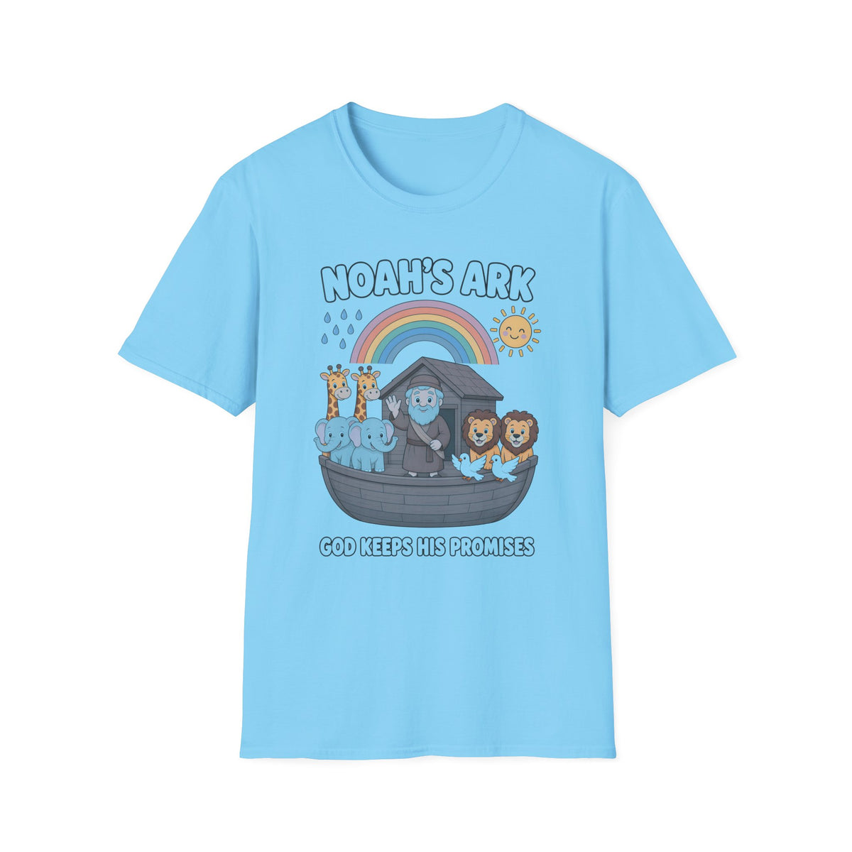Noah's Ark Kids T‑Shirt — Cute Rainbow Bible Animal Tee
