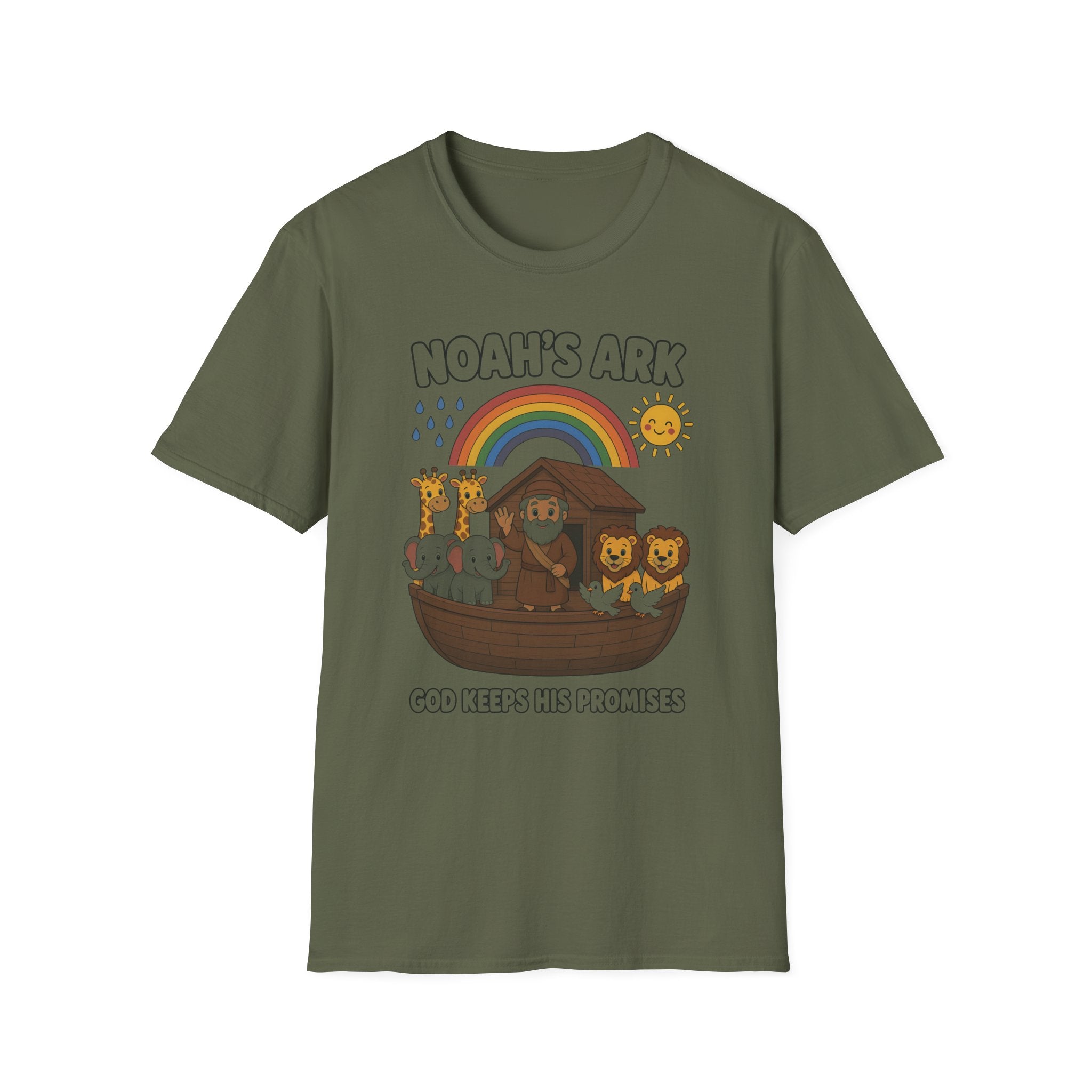 Noah's Ark Kids T‑Shirt — Cute Rainbow Bible Animal Tee