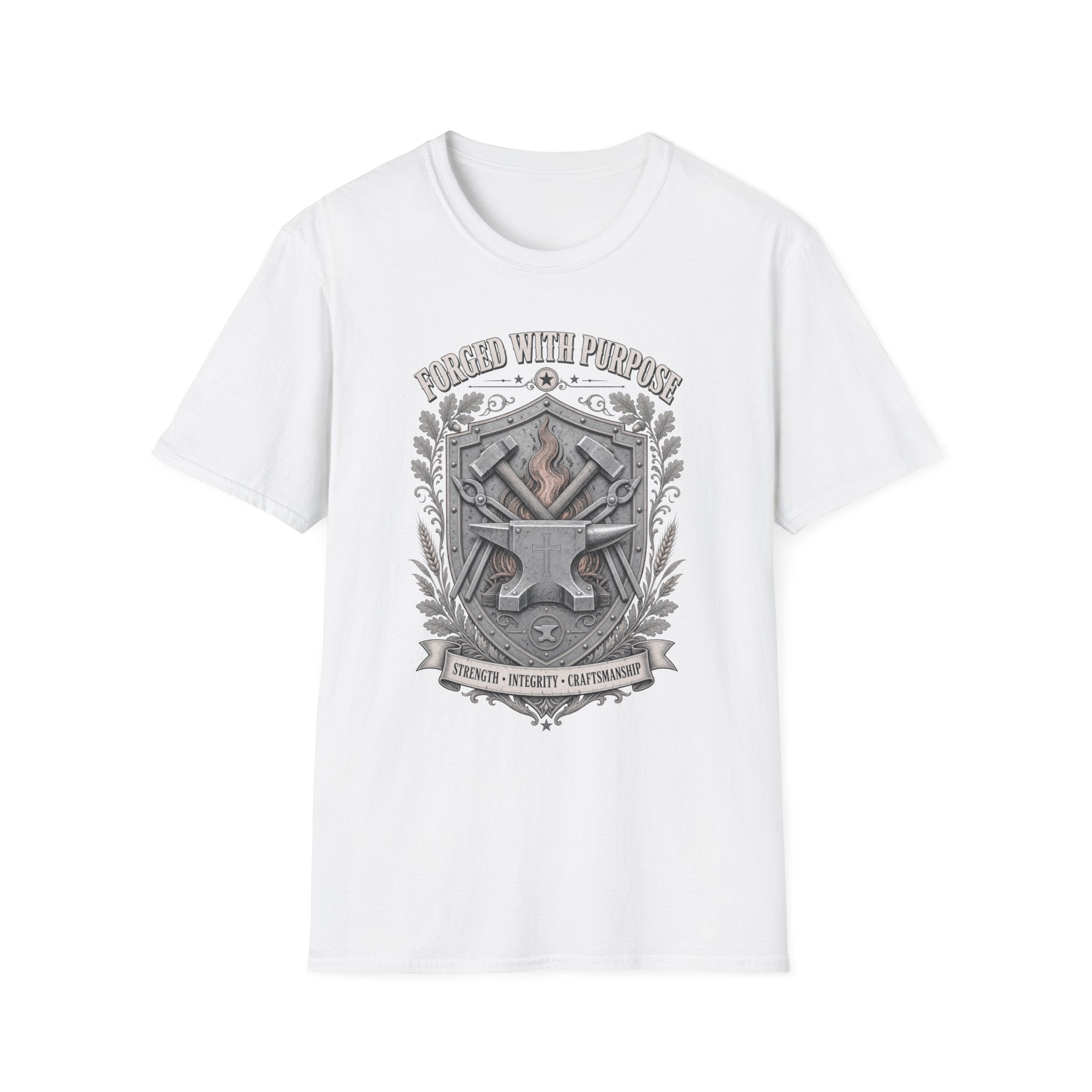 T-Shirt — "Forged With Purpose" Blacksmith Crest Graphic Tee