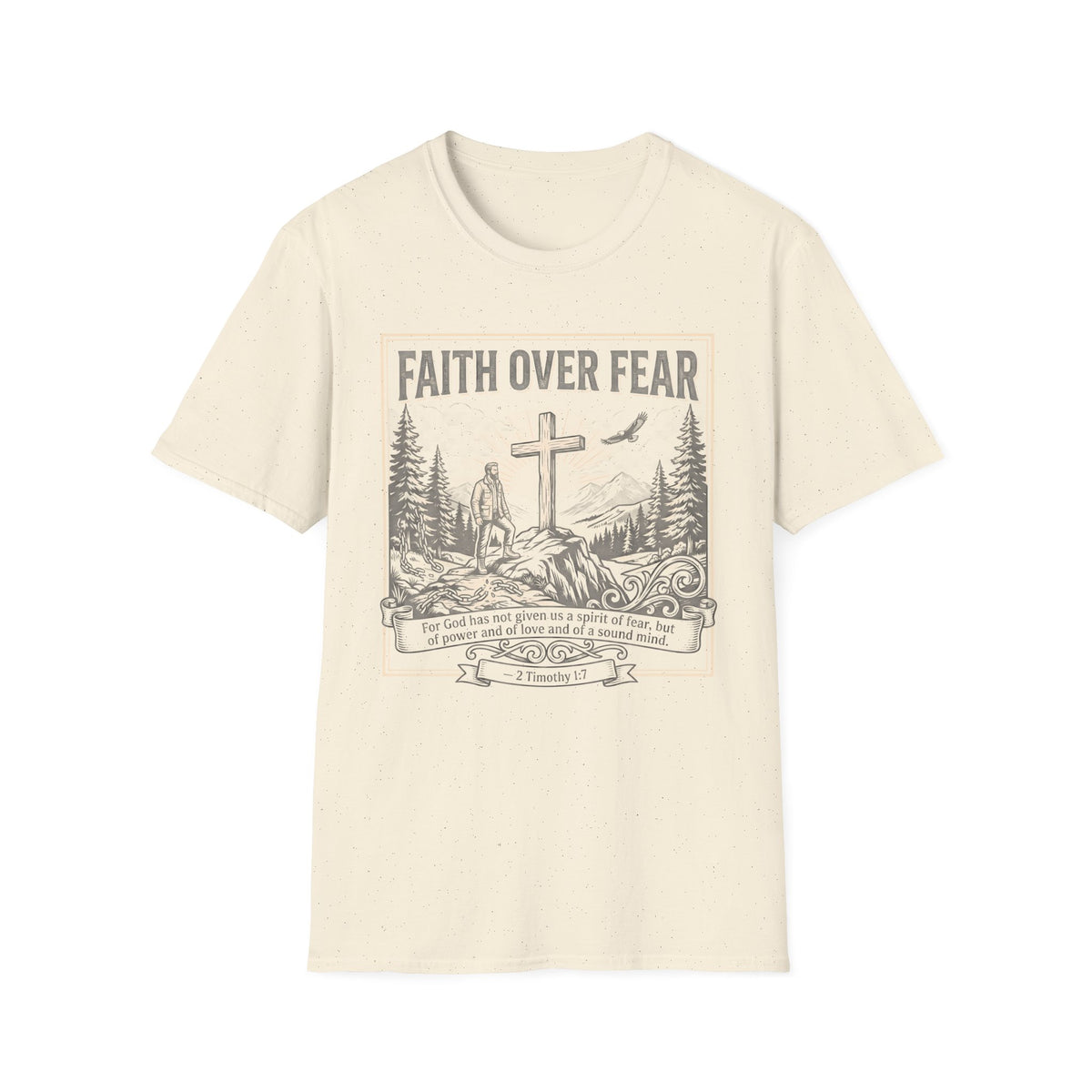Faith Over Fear T-Shirt — Christian Cross Mountain Graphic