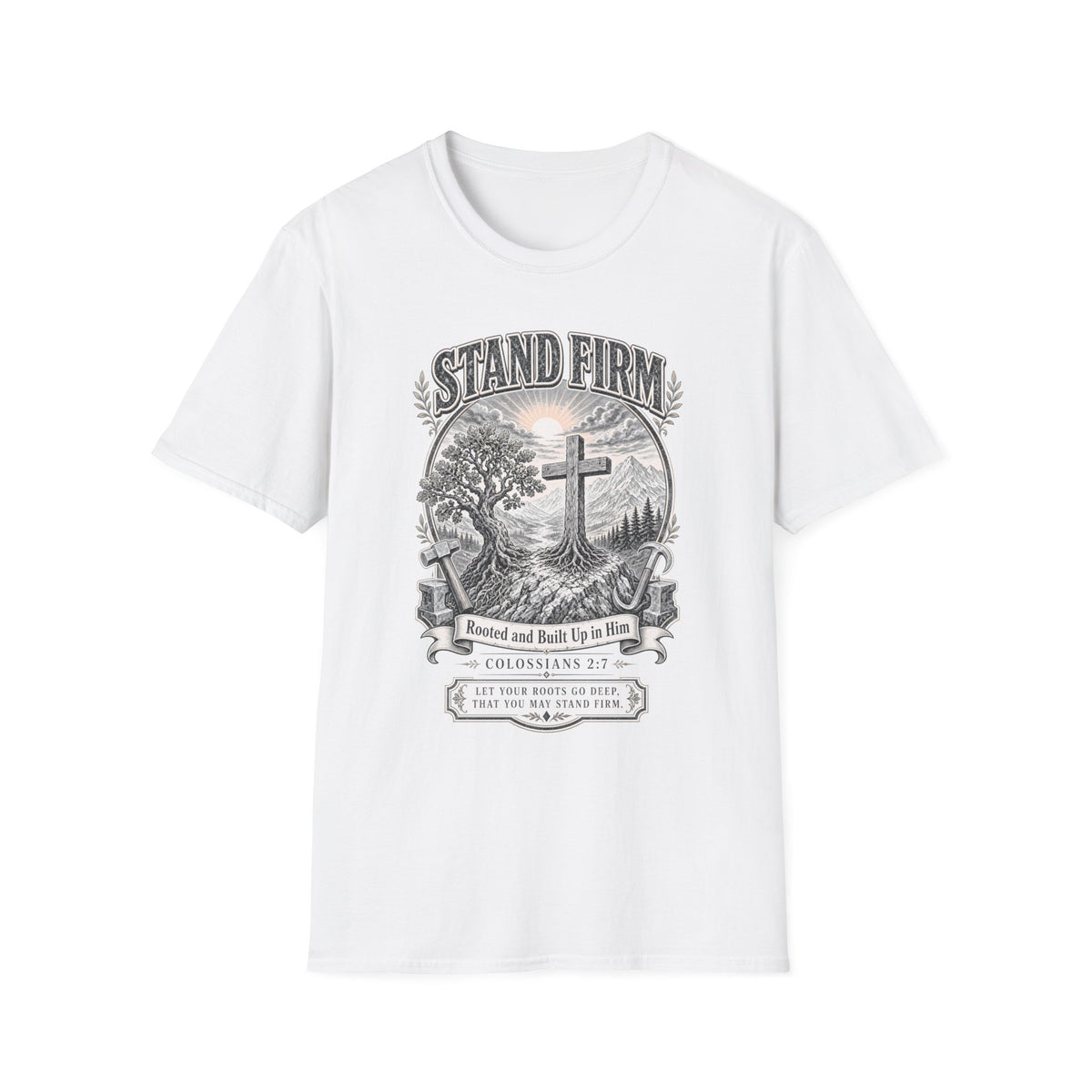 Stand Firm Christian T‑Shirt — Faith Cross Vintage Graphic