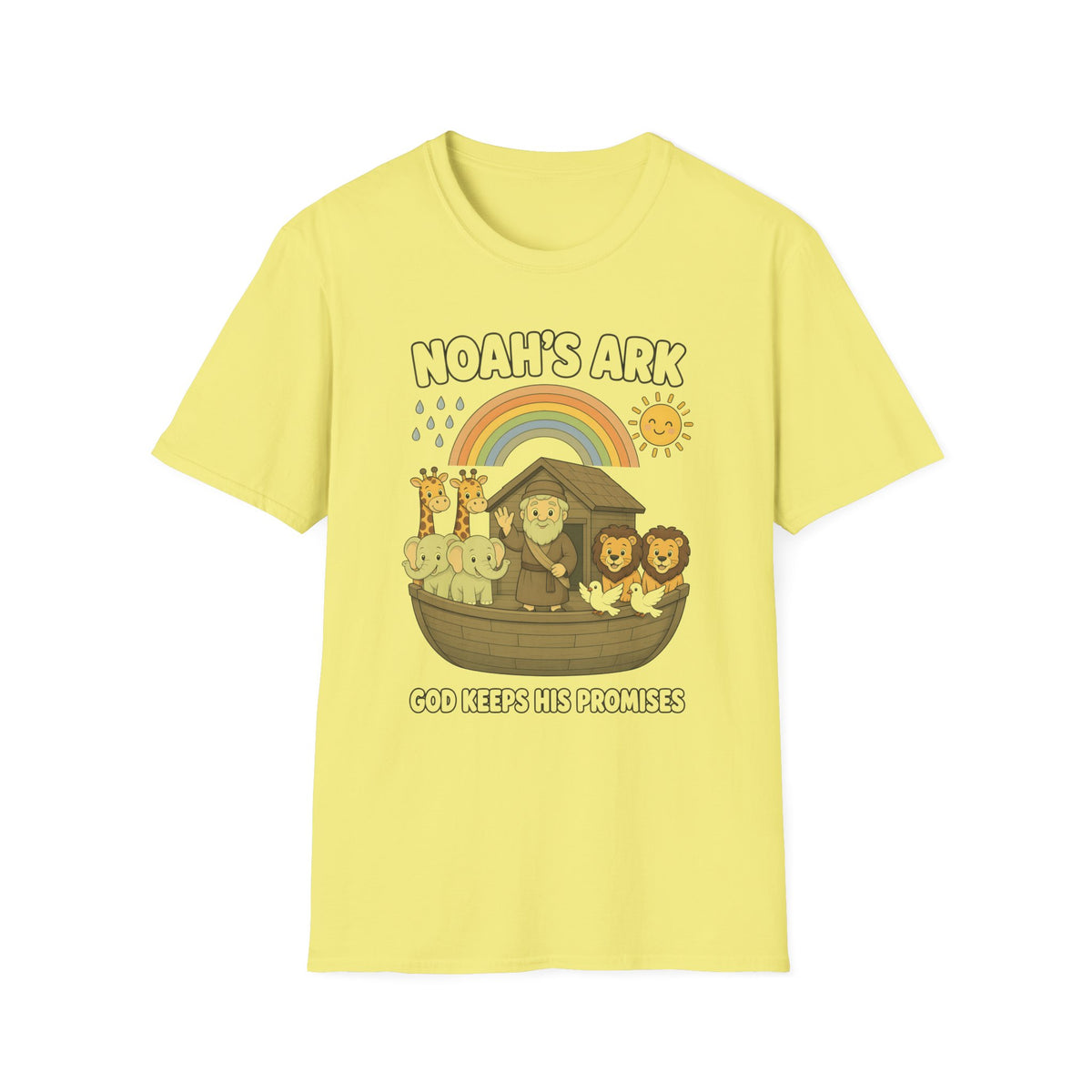 Noah's Ark Kids T‑Shirt — Cute Rainbow Bible Animal Tee