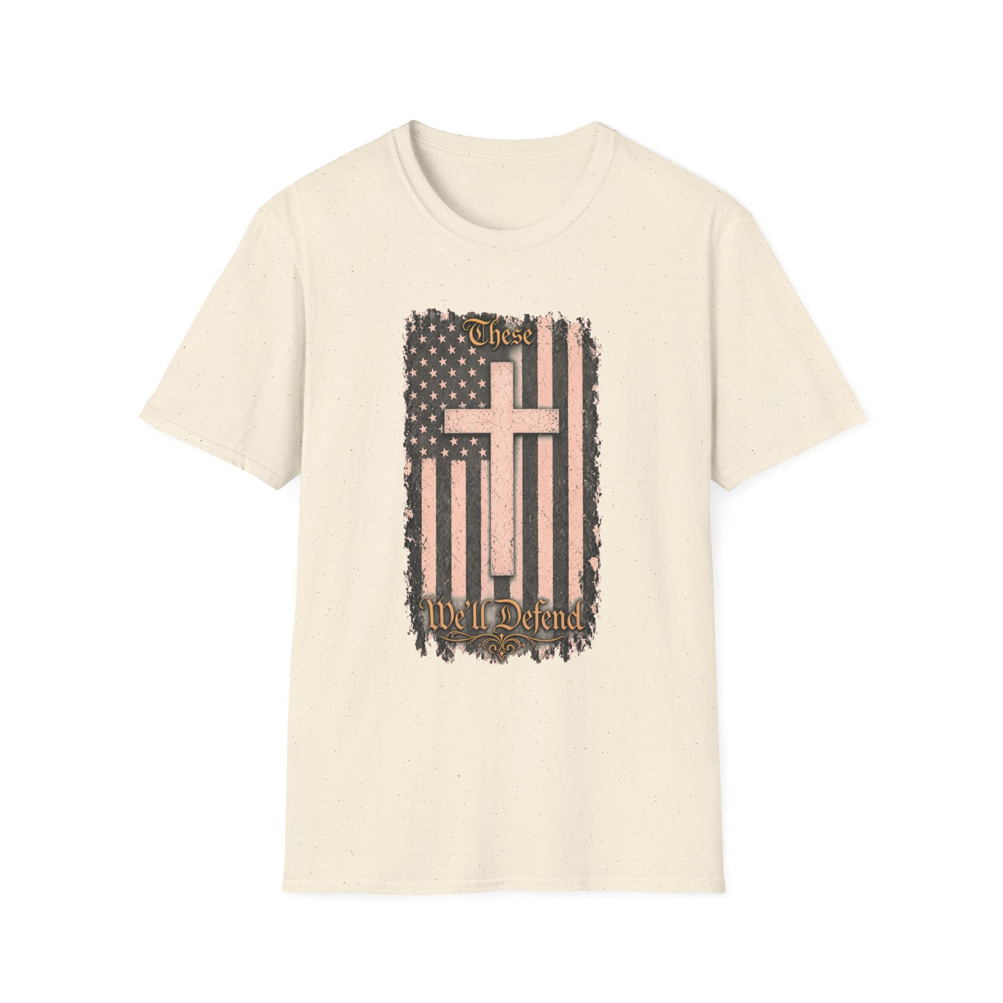 Christian Flag Cross T-Shirt — These Colors Don’t Run Inspirational Faith Tee