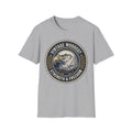 Strength & Freedom vintage woodcut emblem of a bald eagle with crossed arrows on a Sport Grey unisex T-Shirt