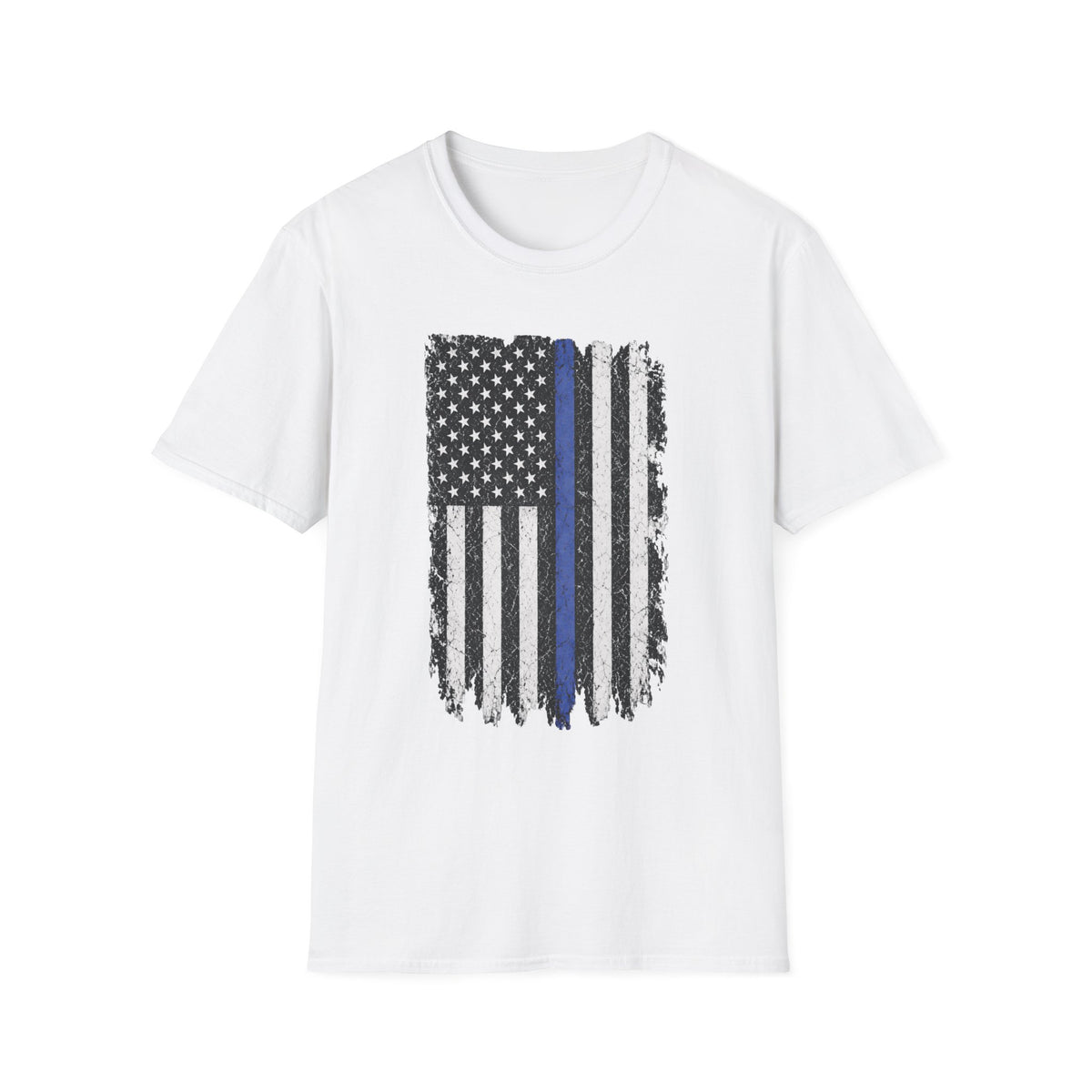 Distressed Thin Blue Line American Flag T-Shirt — Support Police Tribute Tee