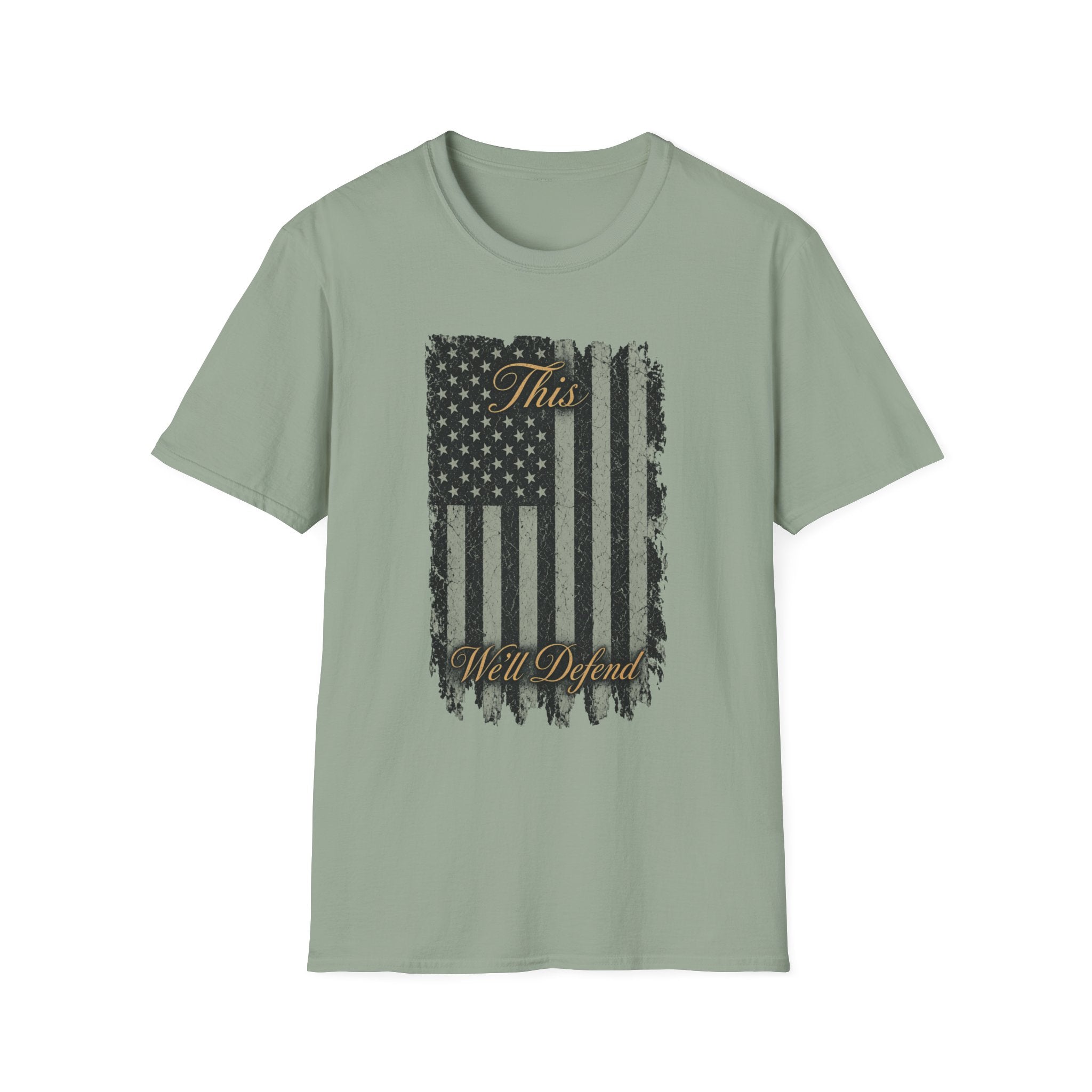 Distressed American Flag - This We'll Defend - T-Shirt — Vintage Patriotic Tee