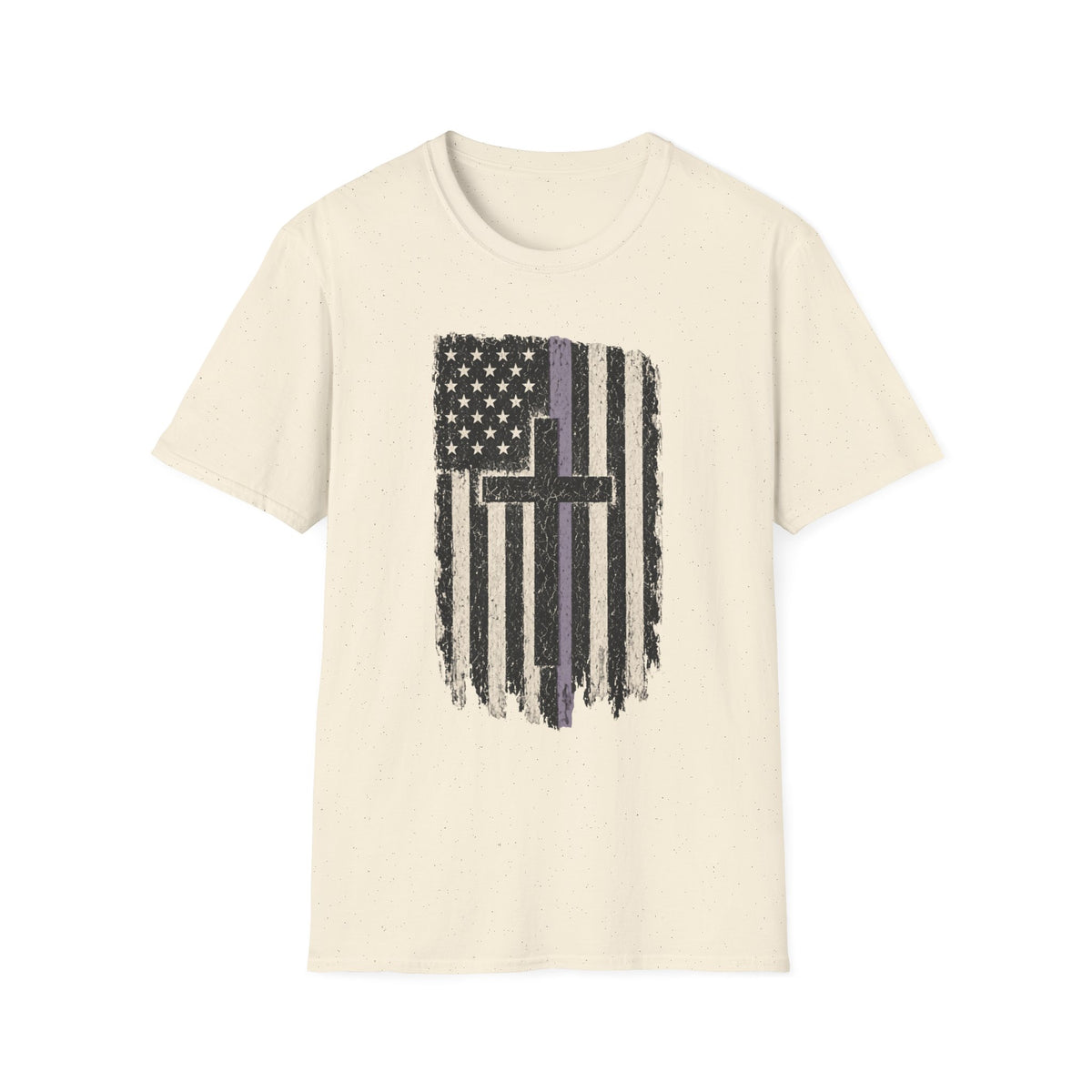 Thin Purple Line American Flag Cross T‑Shirt — Support for Security Personnel and Law Enforcement Families