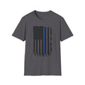 Distressed Thin Blue Line American Flag T-Shirt — Support Police Tribute Tee
