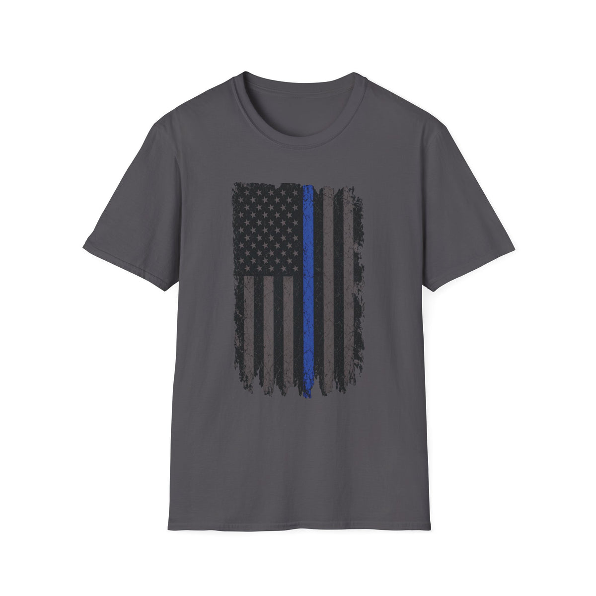Distressed Thin Blue Line American Flag T-Shirt — Support Police Tribute Tee