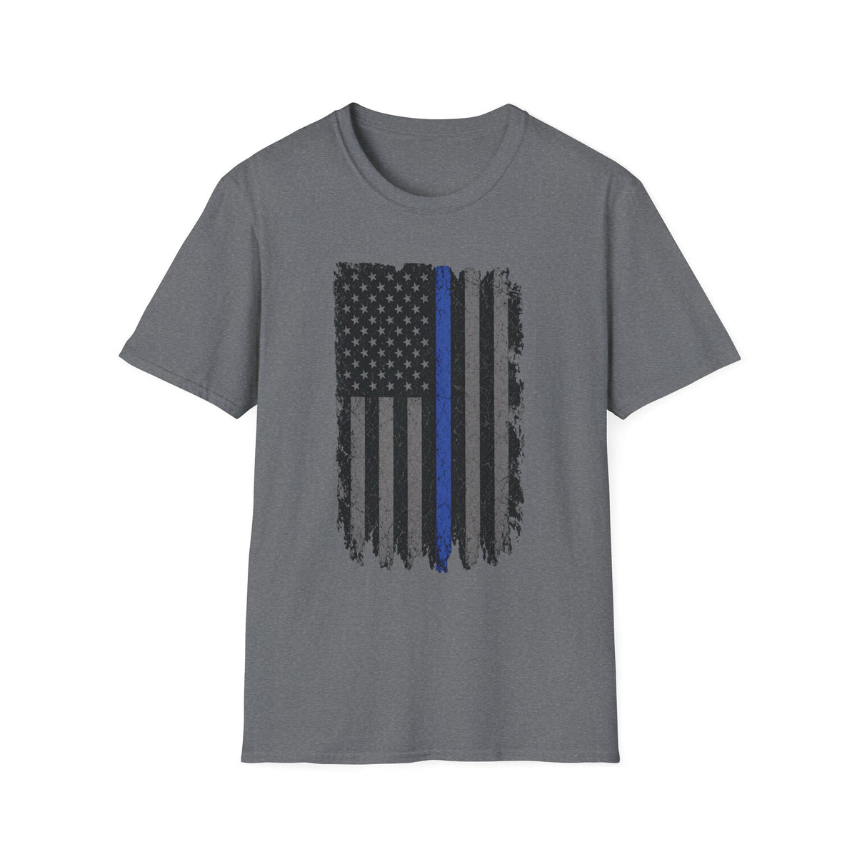 Distressed Thin Blue Line American Flag T-Shirt — Support Police Tribute Tee