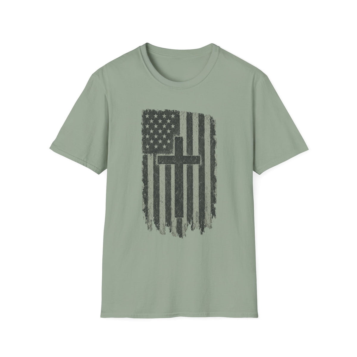 Distressed American Flag Cross T-Shirt — Christian Patriotic Tee