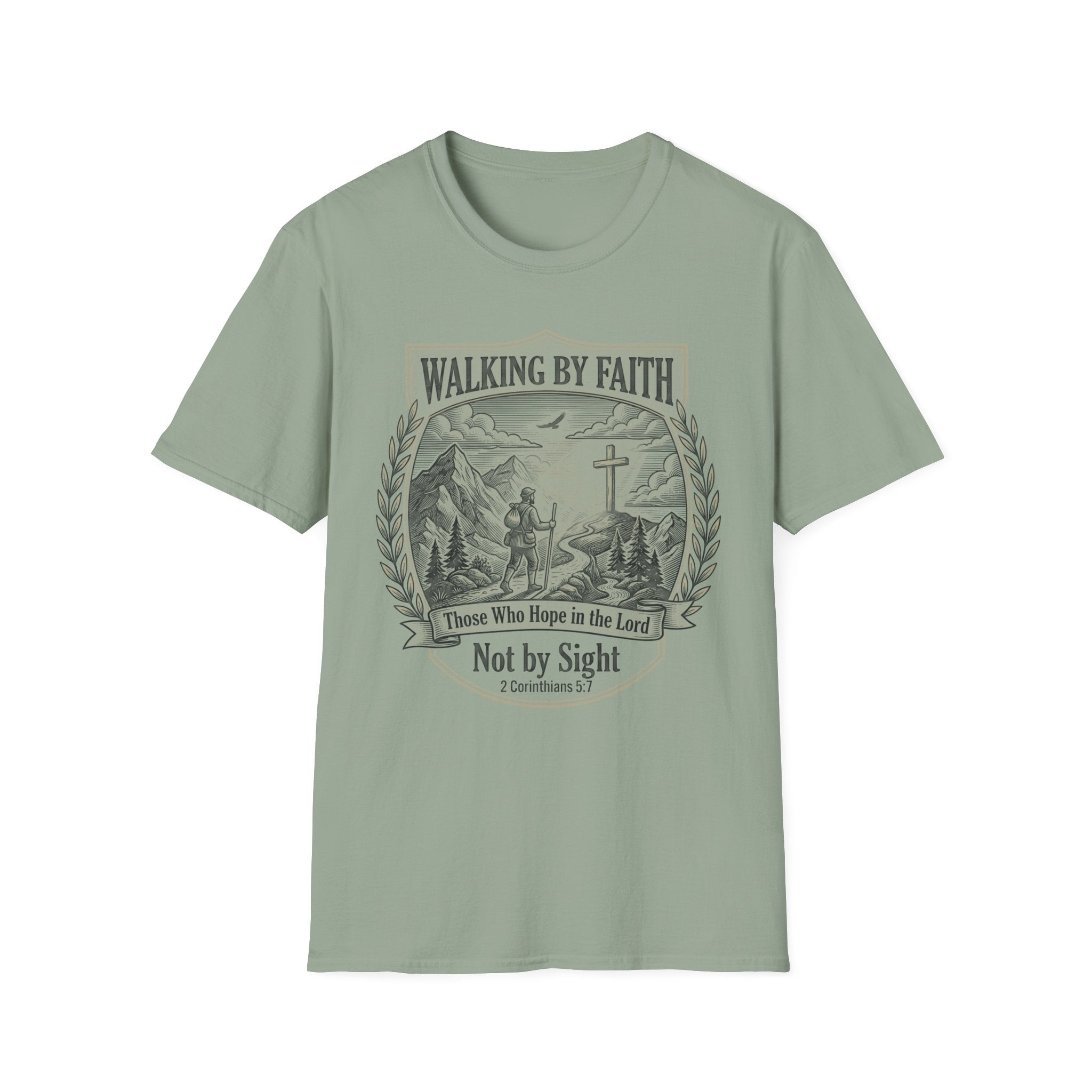 Walking By Faith T-Shirt — "Not by Sight" Christian Faith Graphic Tee