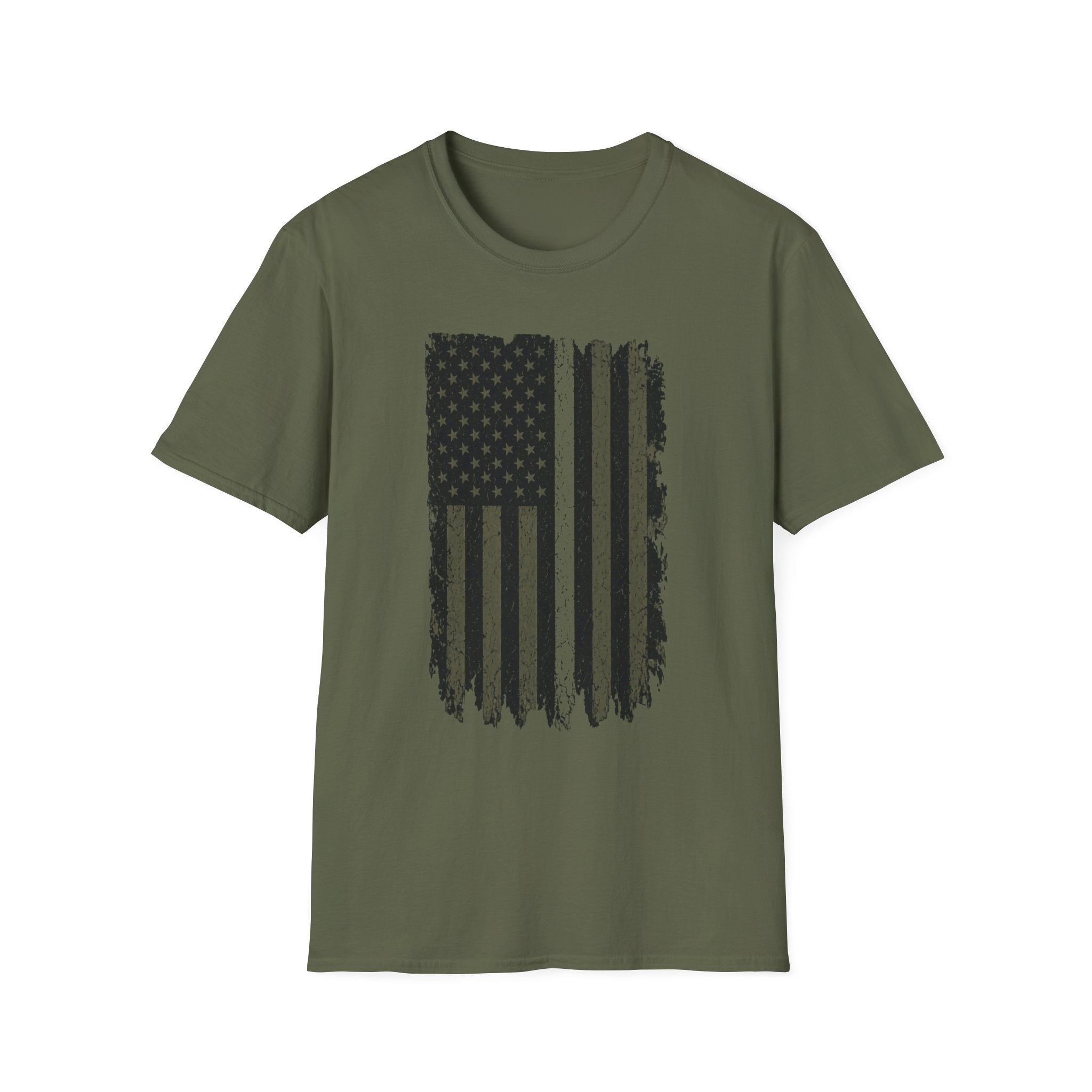 Distressed Thin White Line American Flag T‑Shirt — Grunge EMS, EMT and Paramedics Tribute Tee