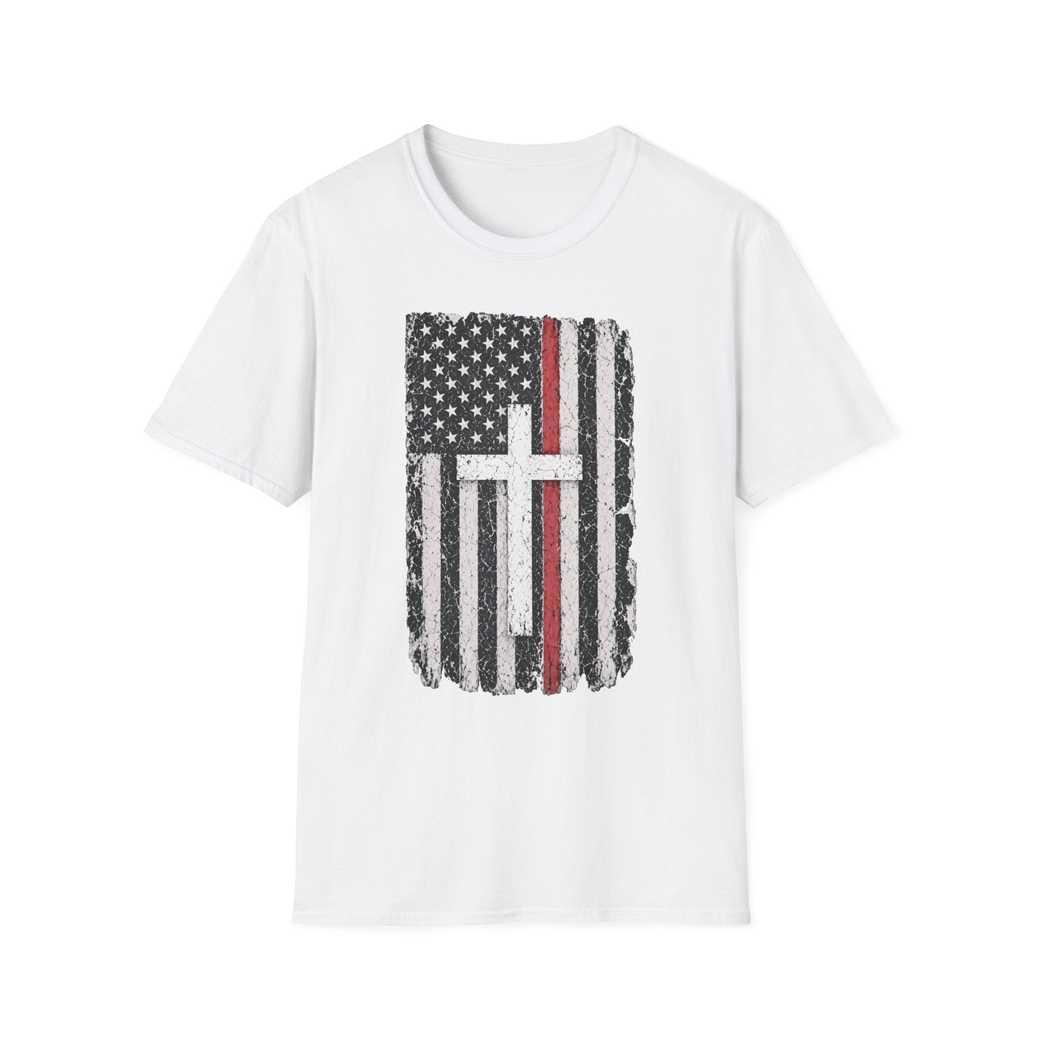 American Flag Cross T-Shirt — Thin Red Line Christian Tee