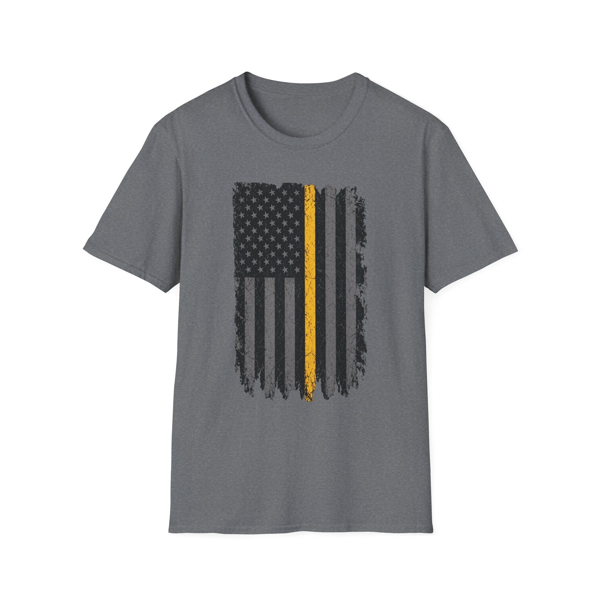Thin Gold Line American Flag T-Shirt – Support 911 Dispatchers and Emergency Communications Tee