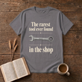 Vintage-style wrench graphic with understated text on a Charcoal unisex T-Shirt