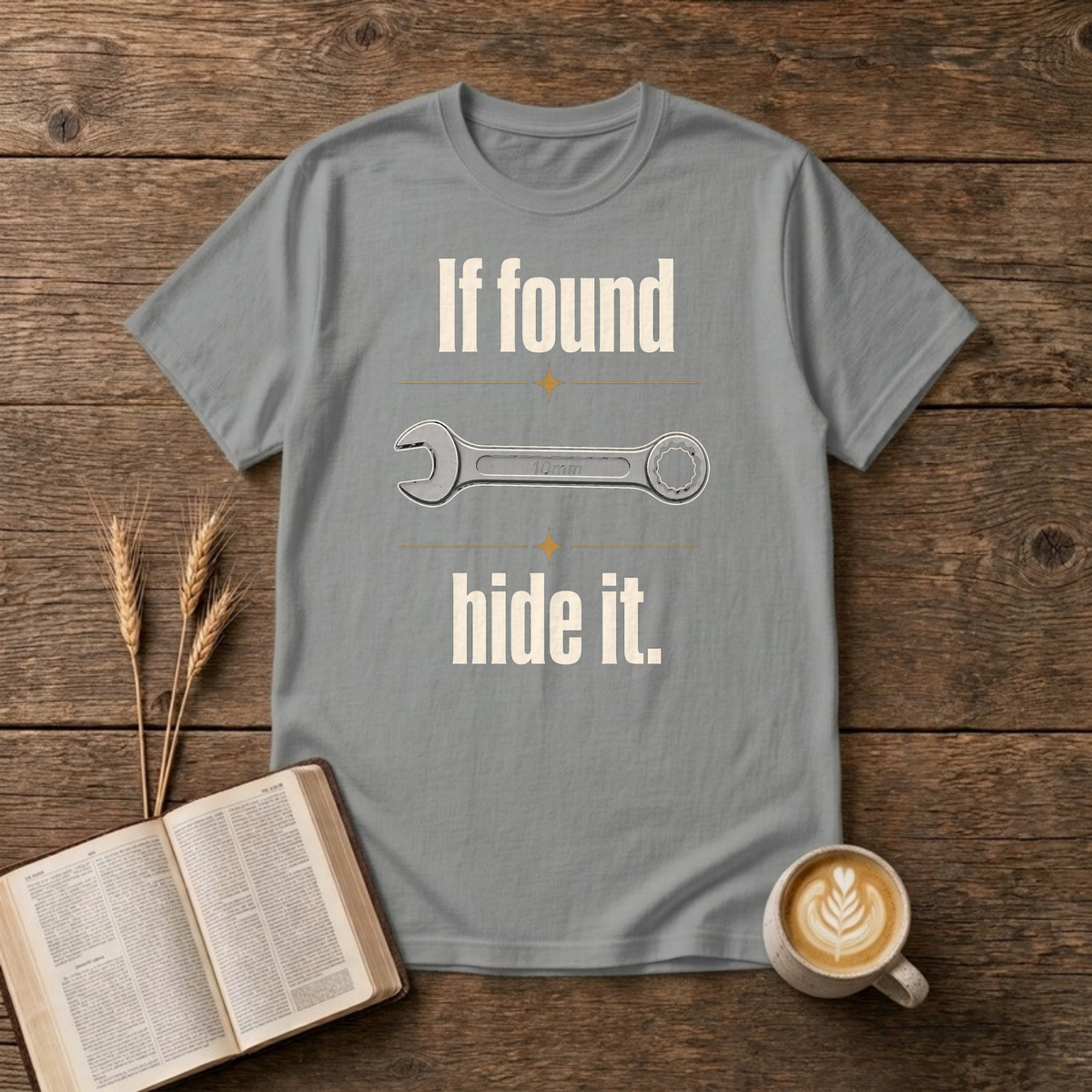 If Found Hide It Funny Mechanic 10mm Wrench T-Shirt, Sport Grey, Lantrum