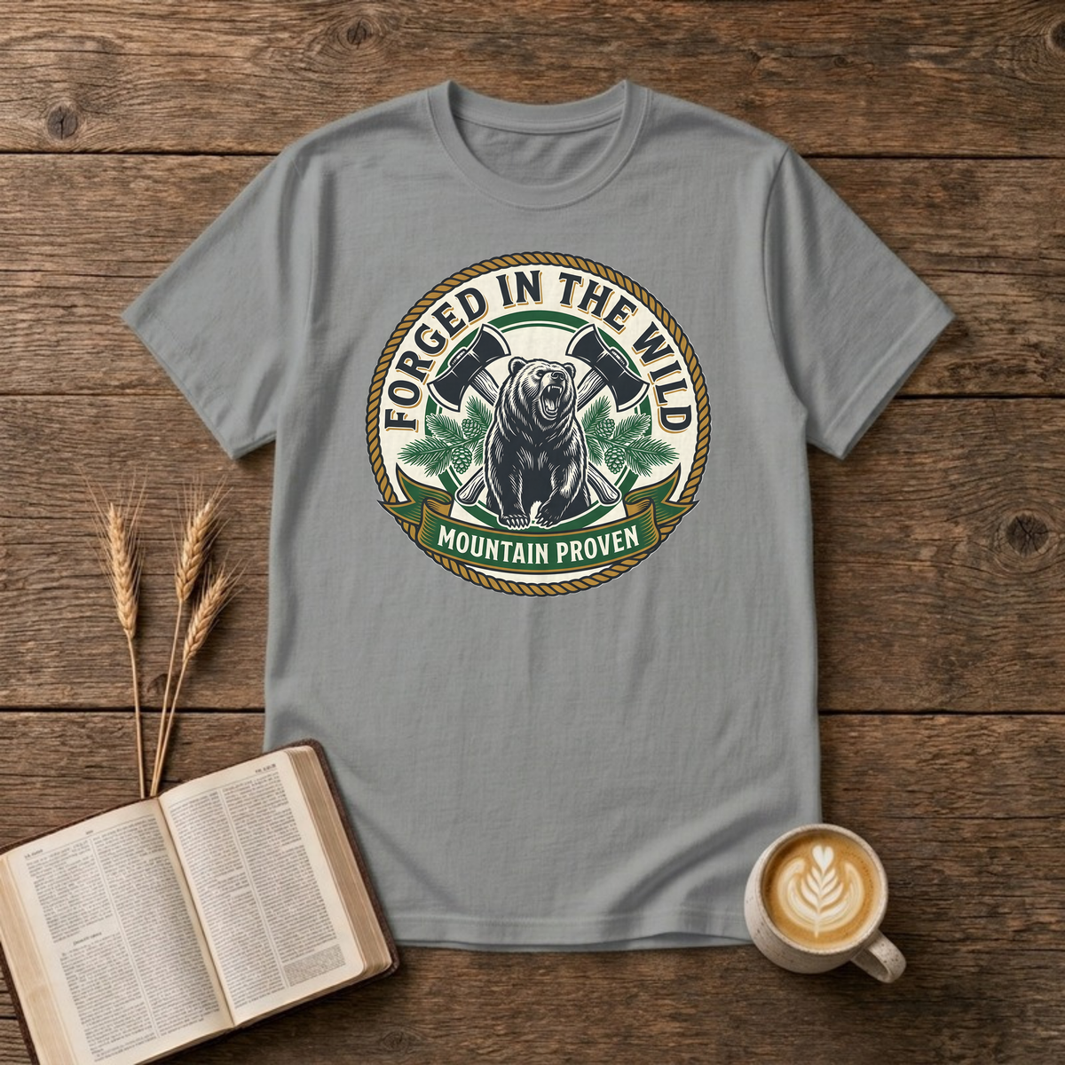 Forged In The Wild Bear T-Shirt, Sport Grey, Lantrum