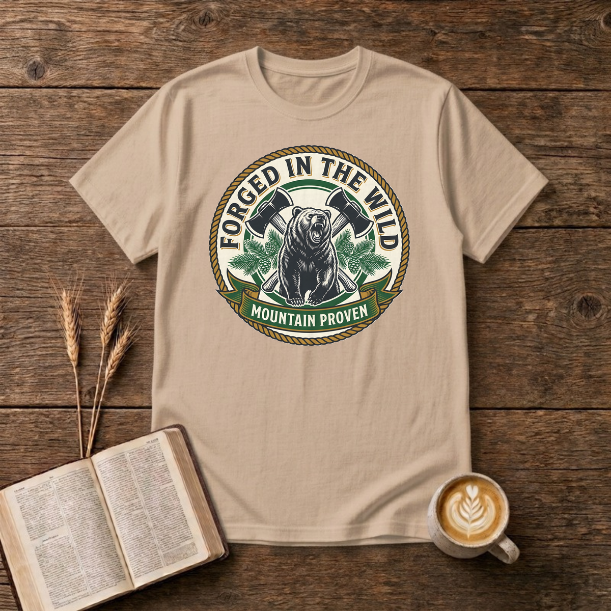 Forged In The Wild Bear T-Shirt, Natural, Lantrum